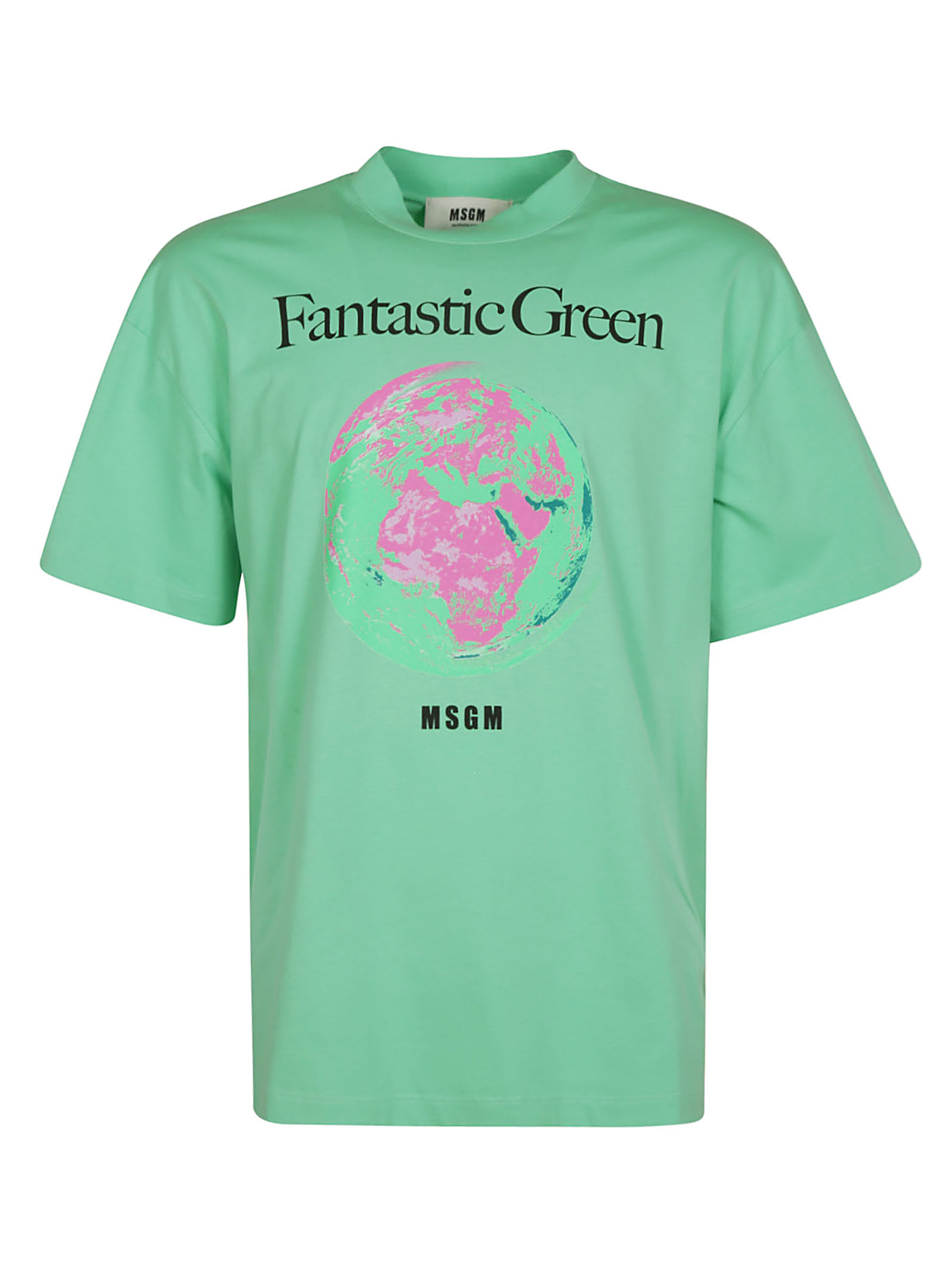 MSGM Fantastic Green Earth Print T-shirt