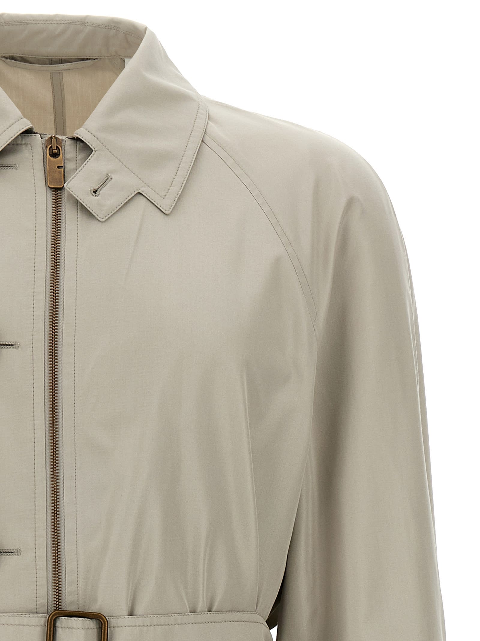 Burberry Car Coat Silk Coats And Trench Coats Gray In Gray