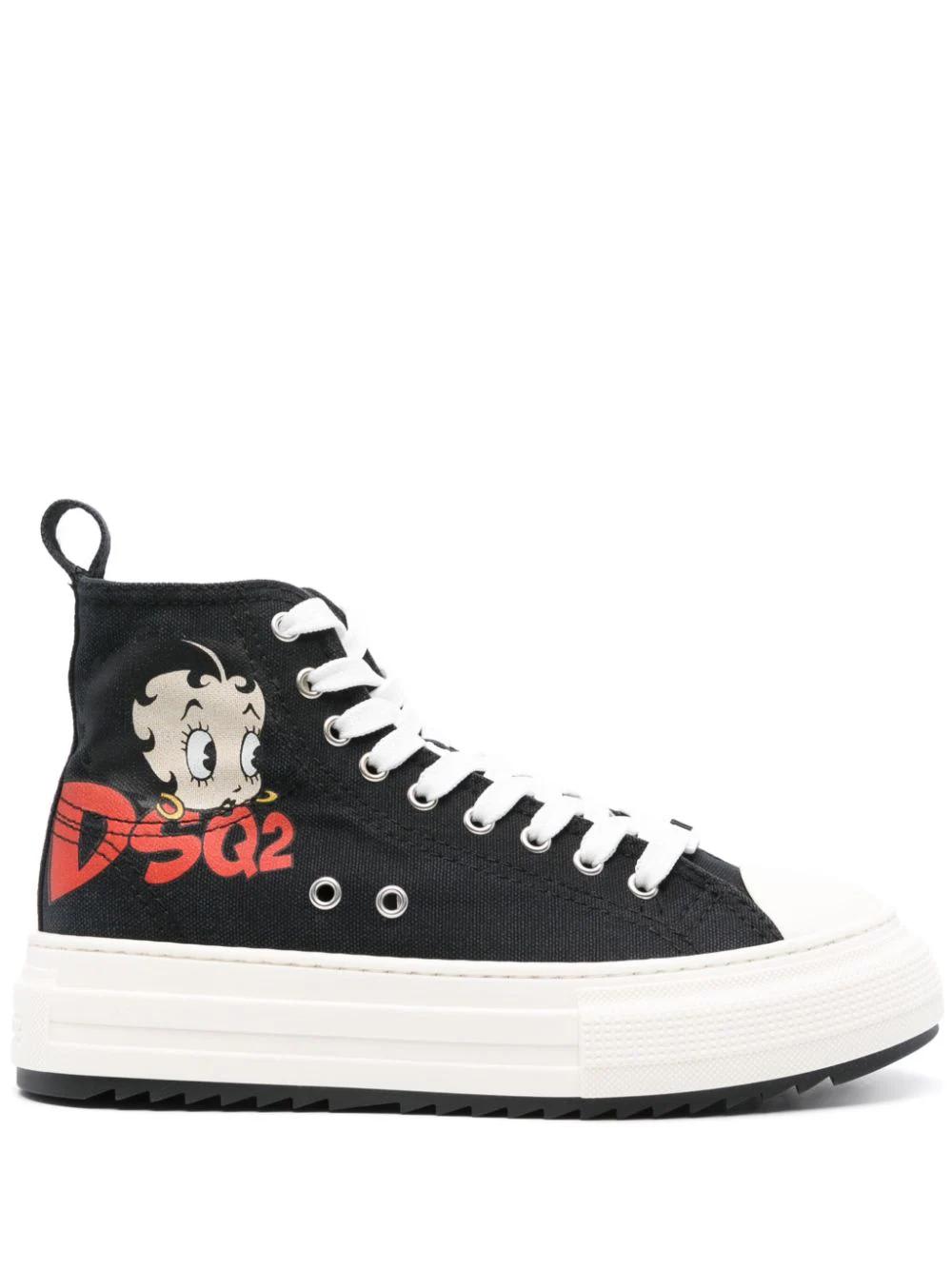 Shop Dsquared2 Betty Boop Berlin Sneakers In Nero