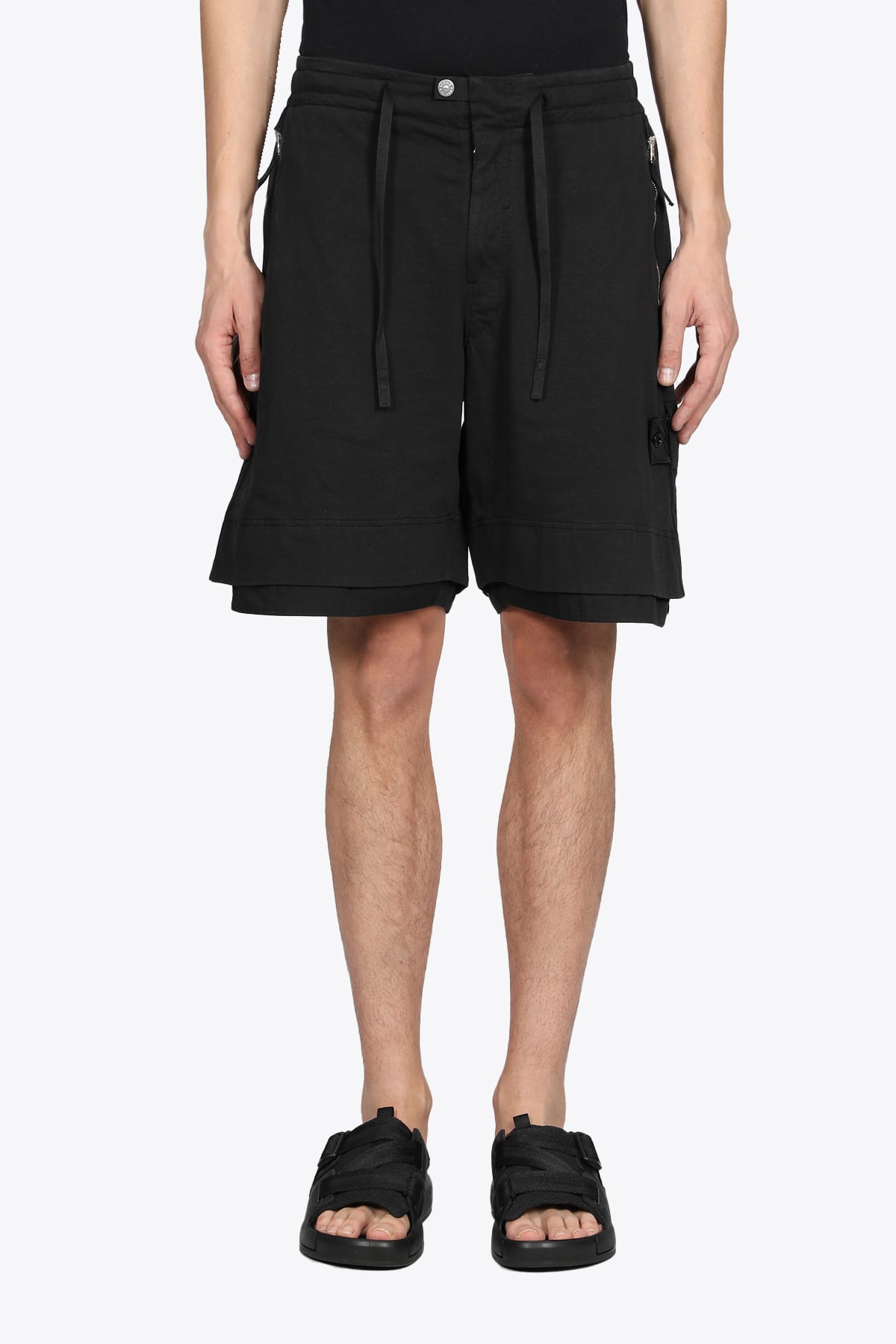 Stone Island Shadow Project Summer Shorts Chapter 2 Black cotton bermuda with drawstring