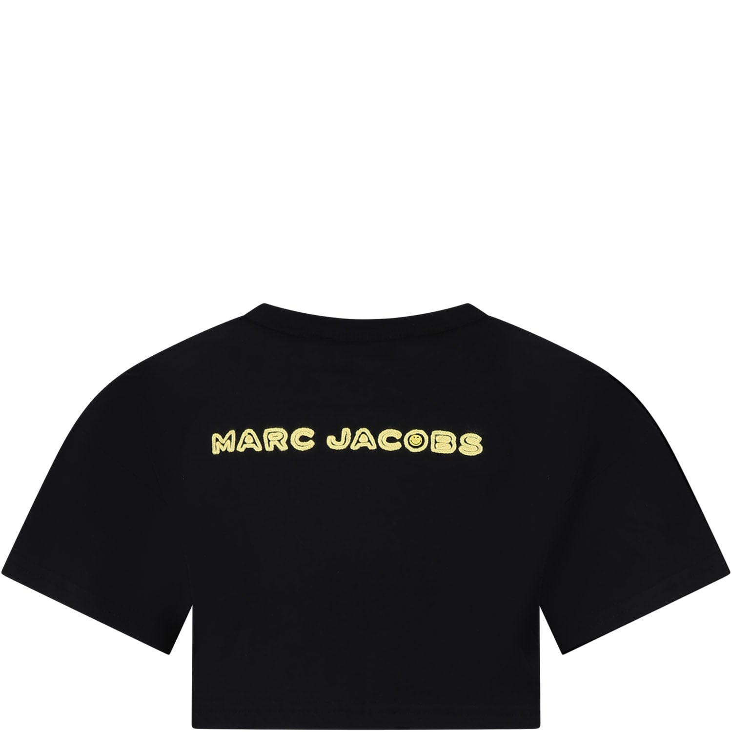 Shop Marc Jacobs Black T-shirt For Girl With Smiley And Logo In Nero