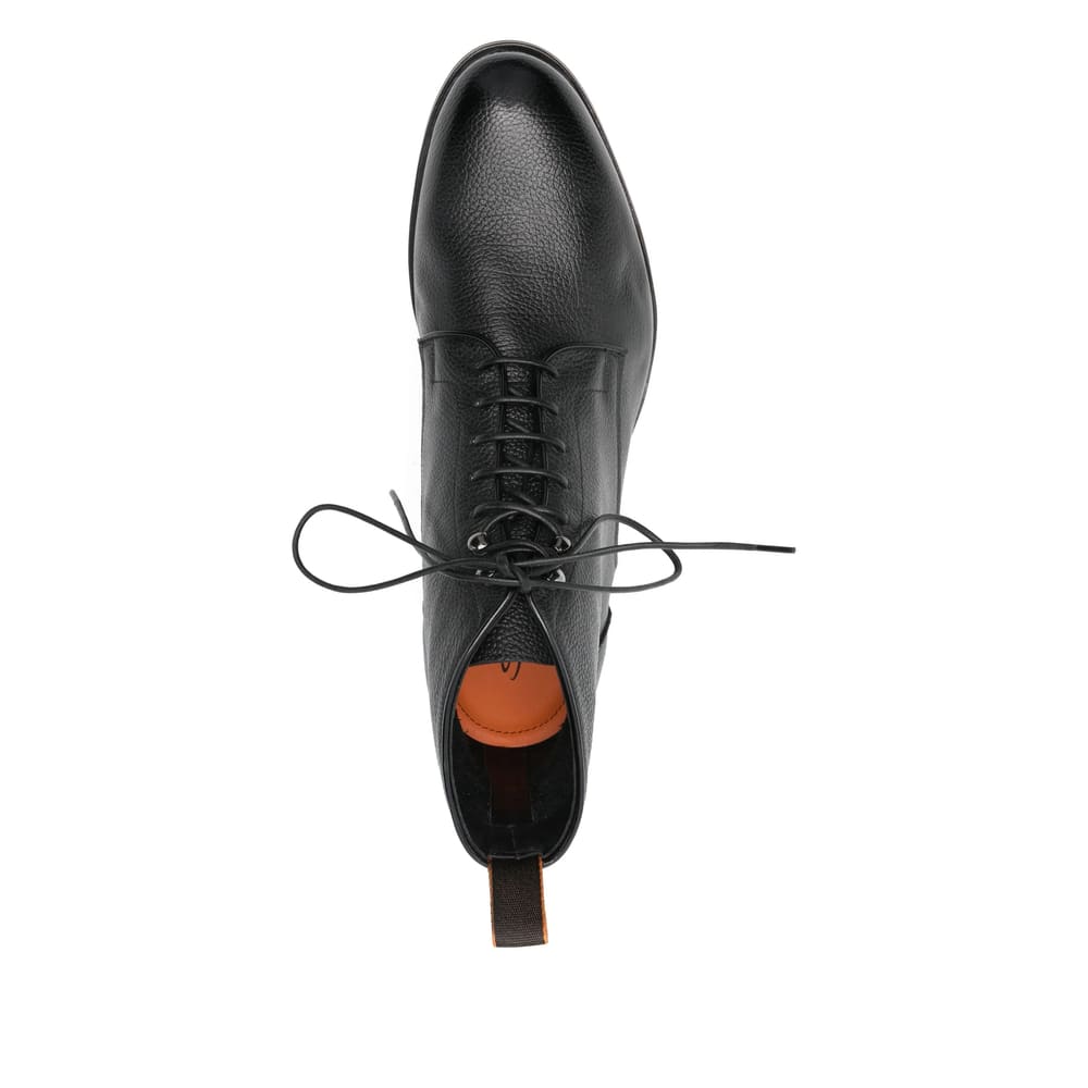Santoni Leather Colin Lace-up Boots In Black