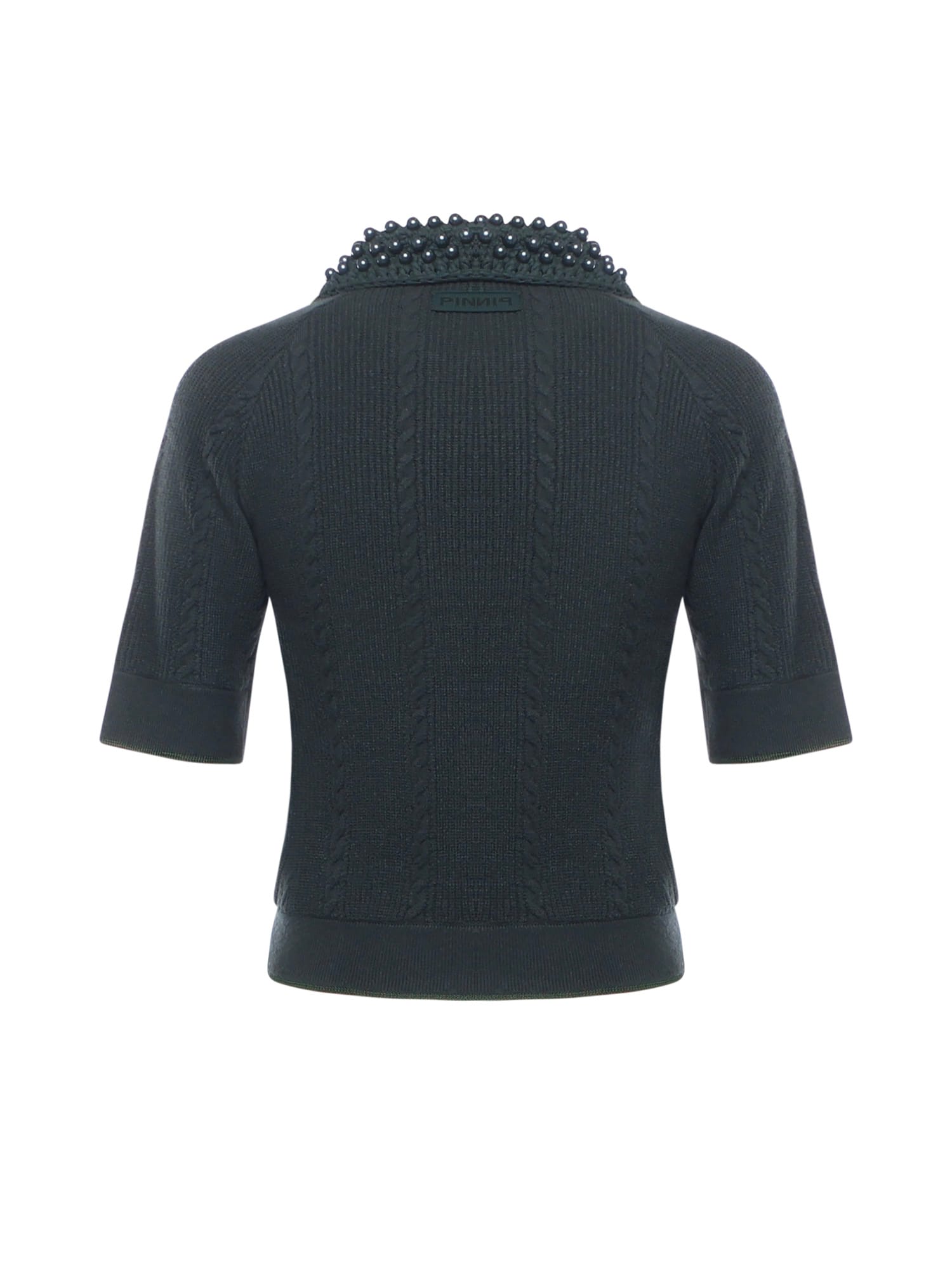 Pinko Polo-style Sweater With Pearls In Blue