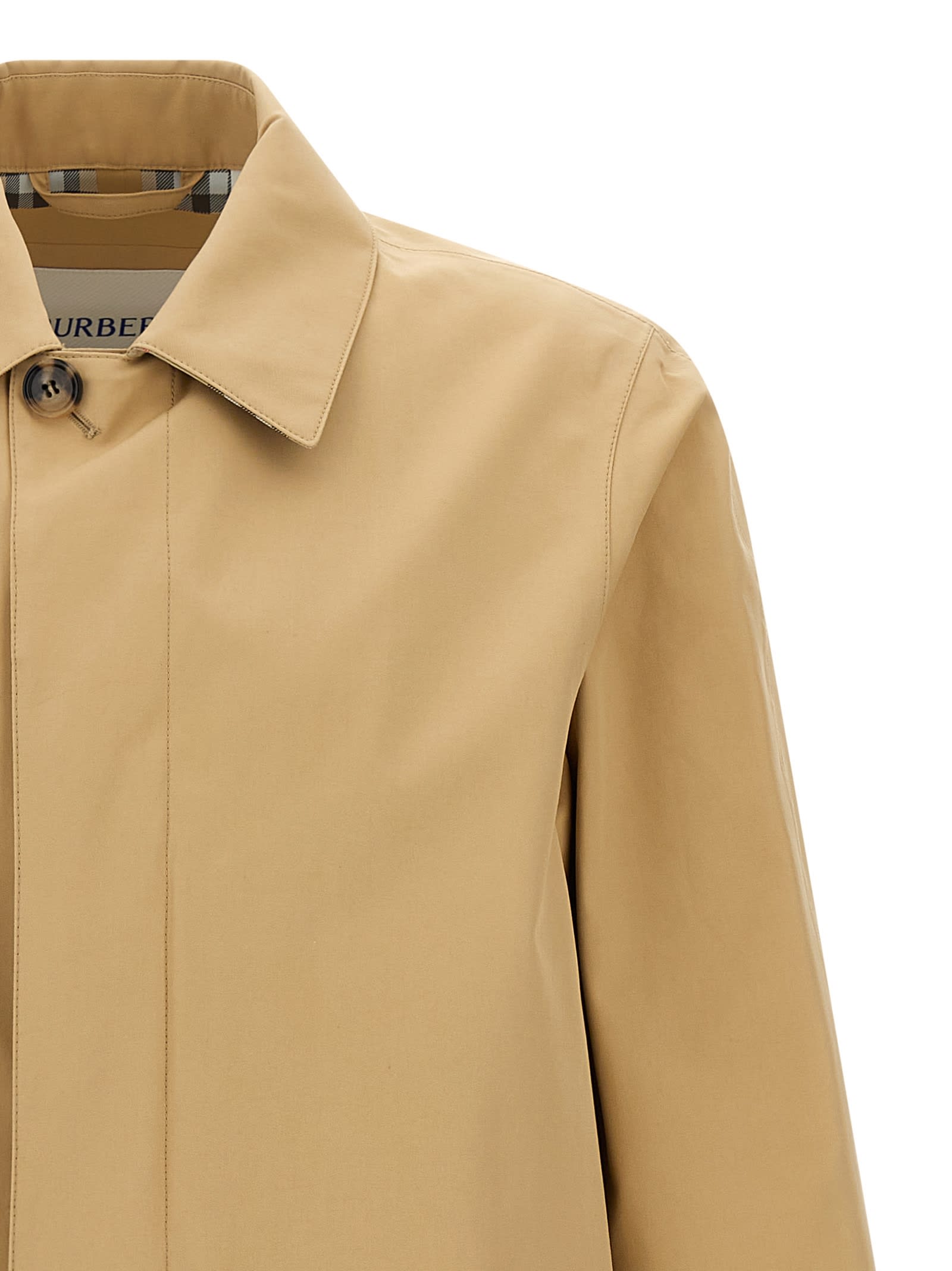 Burberry Car Coat With Collar And Long Sleeves In Multi