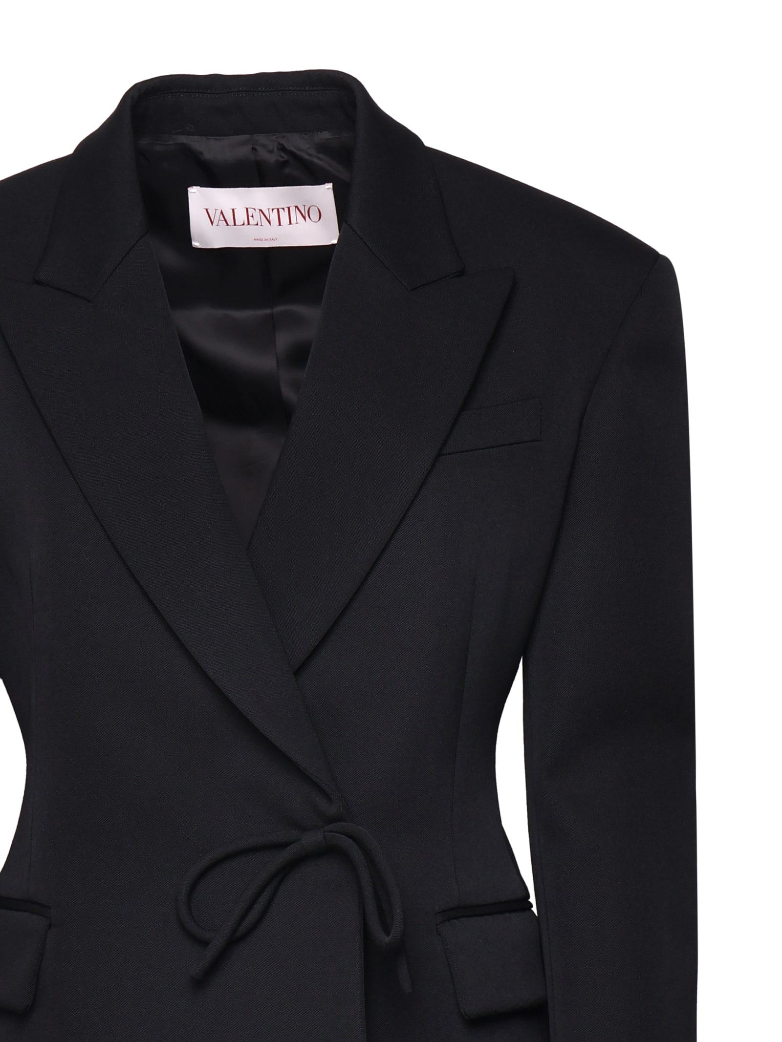 Valentino All-over Monogram Virgin Wool And Silk Double Breasted Blaze In Black