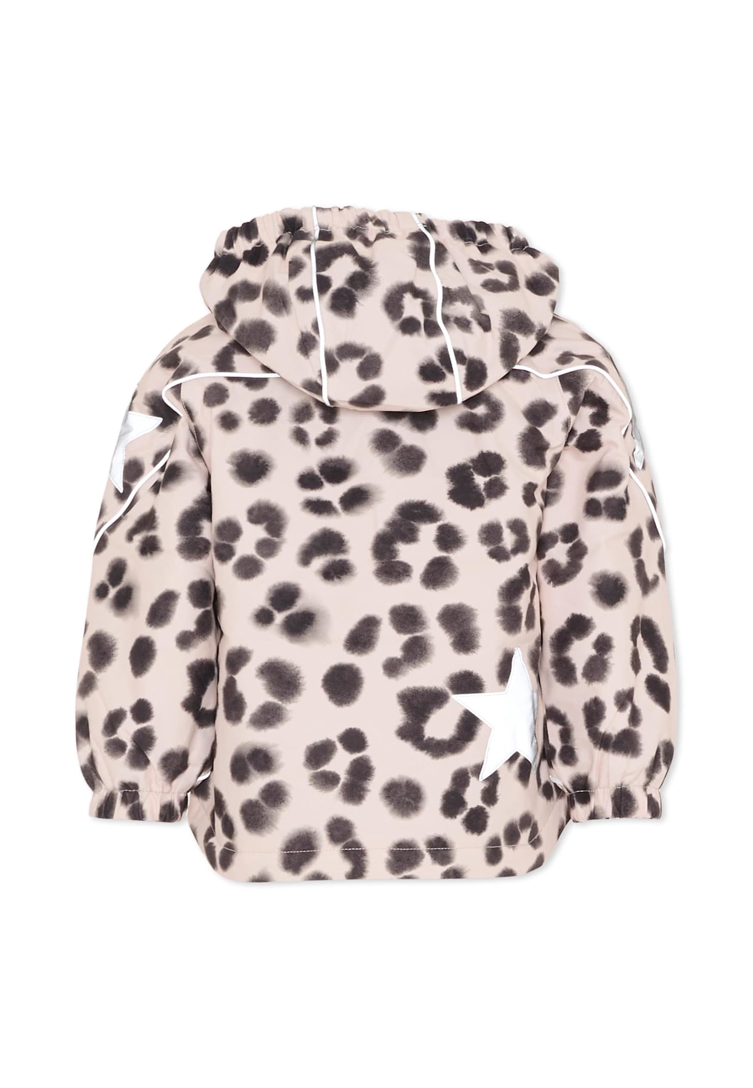 Molo Beige Down Snow Jacket For Girl With Print In Neutral