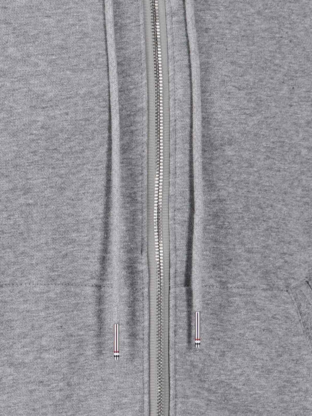 Thom Browne Classic Cotton Loopback 4-bar Zip-up Hoodie In Gray