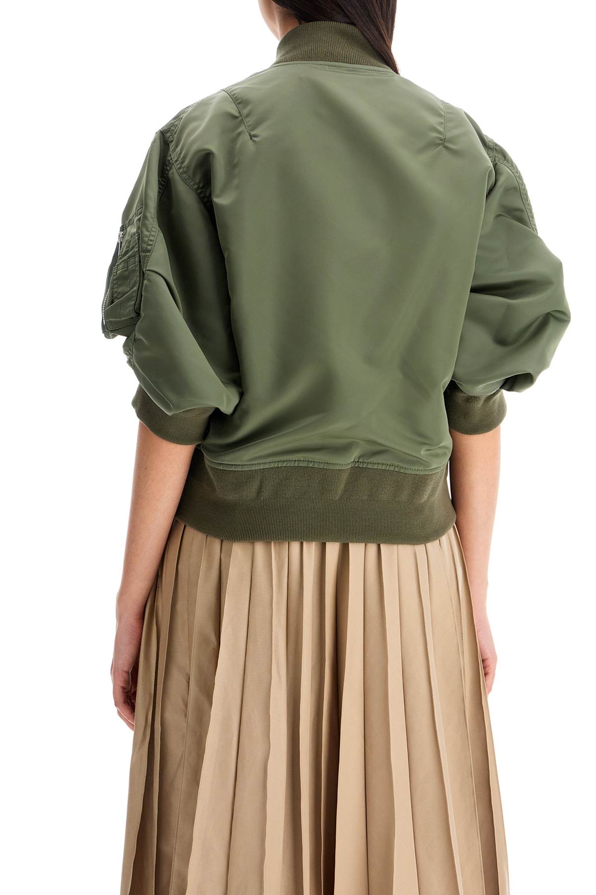 Shop Sacai Short-sleeved Bomber In Khaki (khaki)