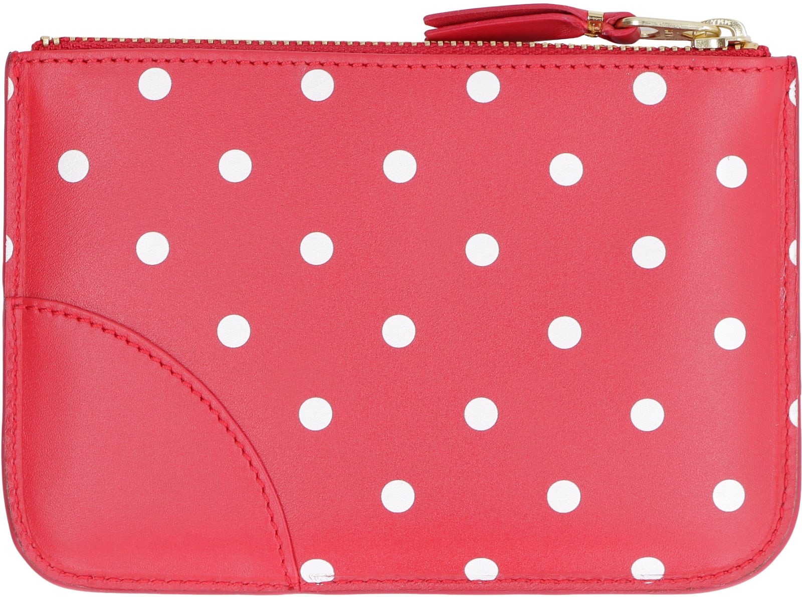 Comme Des Garçons Logo Detail Flat Leather Pouch In Red