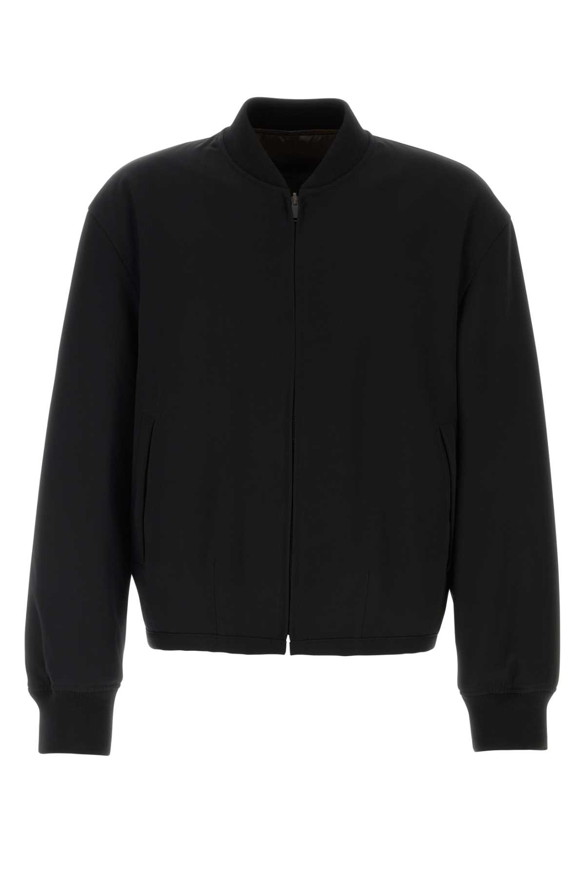 The Row Wool Fenn Bomber Jacket With Ribbed Cuffs And Hem In Black