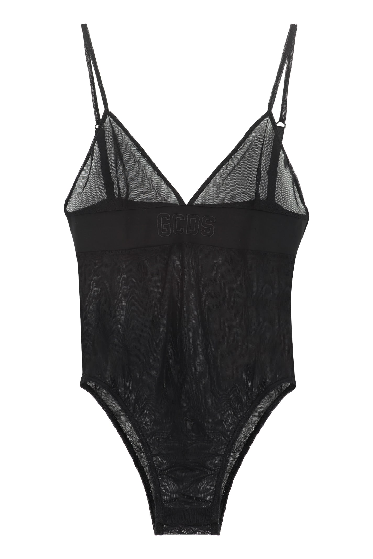 Gcds Sheer Stretch-fit Bodysuit In Black