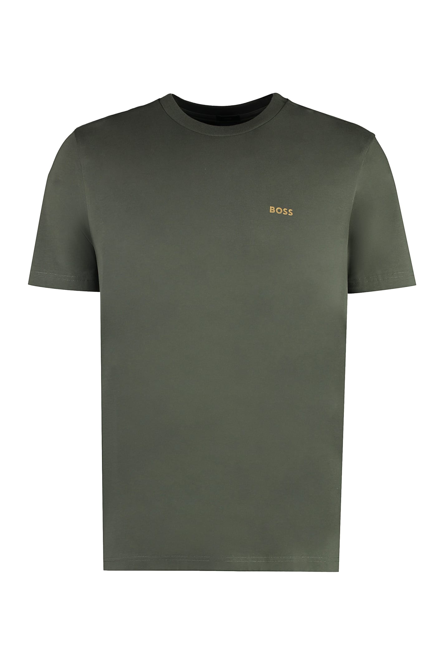 Hugo Boss Cotton Crew-neck T-shirt In Green