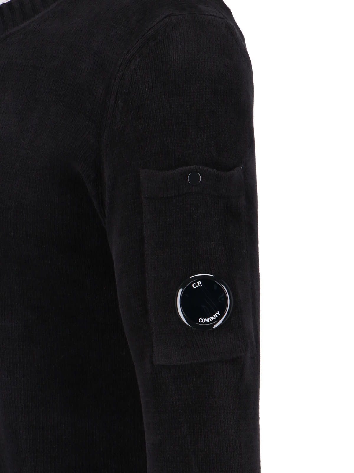 Shop C.p. Company Chenille Sweater In Black