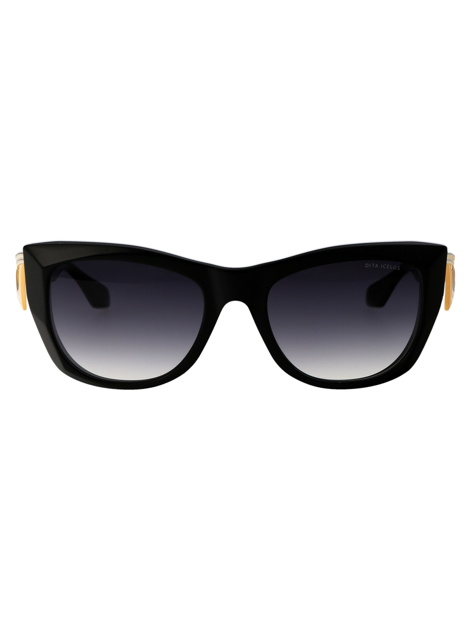Shop Dita Icelus Sunglasses In 001 Black Yellow Gold