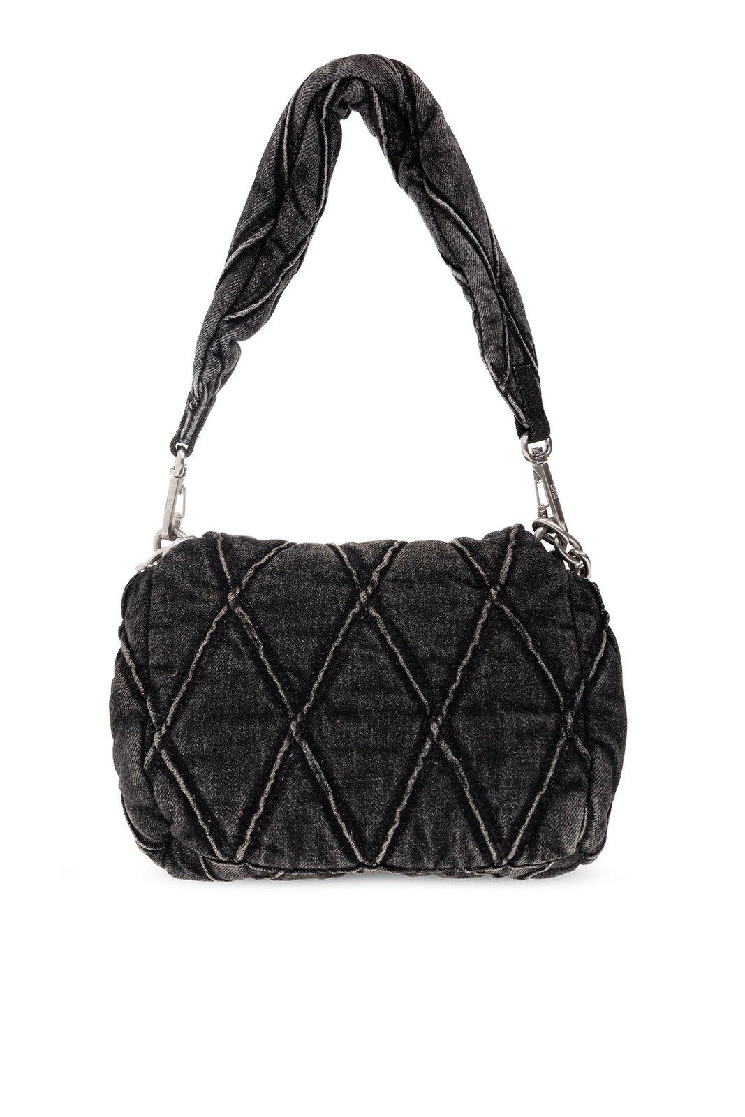 Diesel Charm D Denim Shoulder Bag In Black