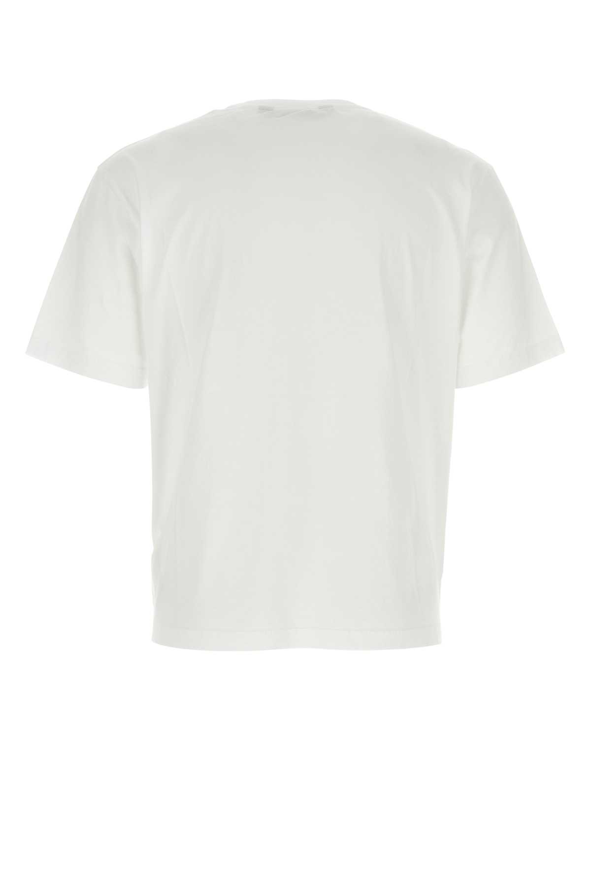 Shop Palm Angels White Cotton T-shirt In Whiteblac