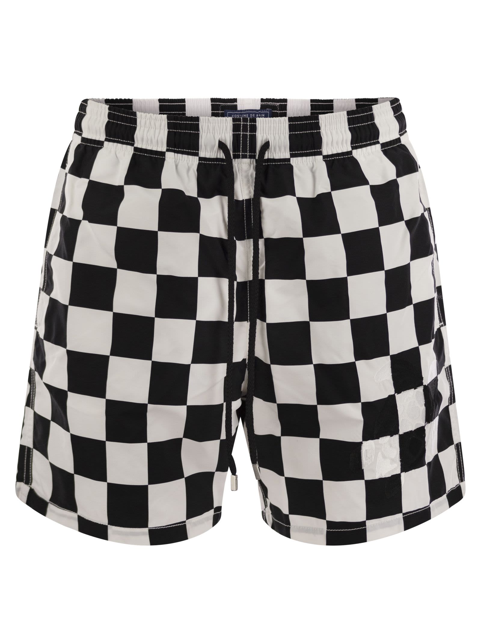 VILEBREQUIN SWIM SHORTS WITH CHECKERED PATTERN