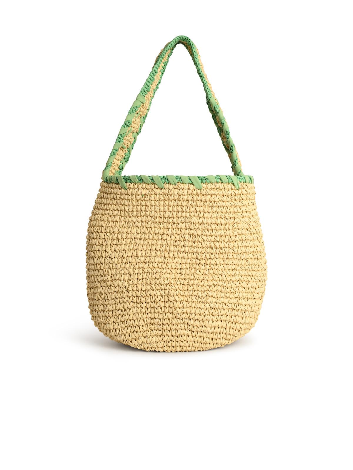 Marni Small Nassa Bag In Green Natural Raffia