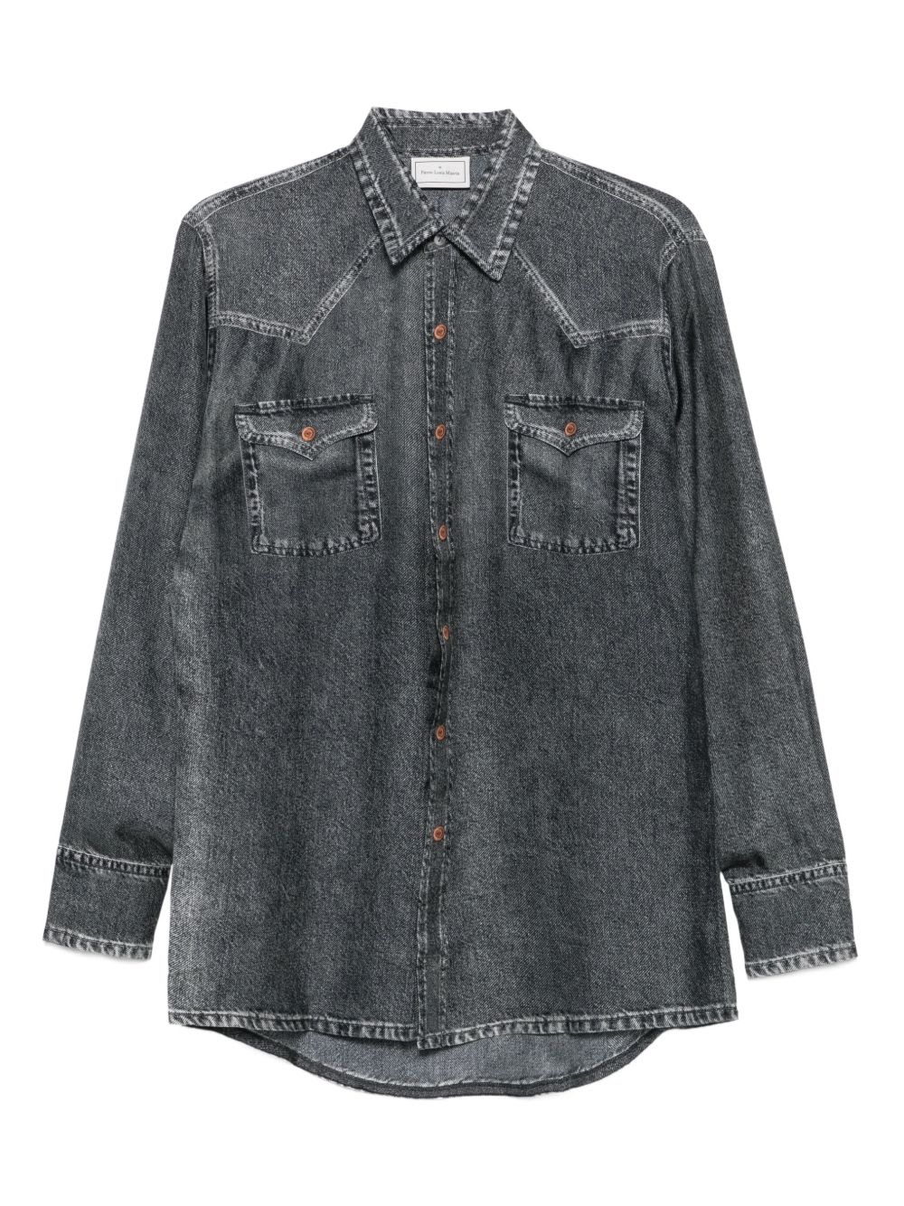 Pierre-louis Mascia Pierre Louis Mascia Denim Print Silk Shirt In Gray