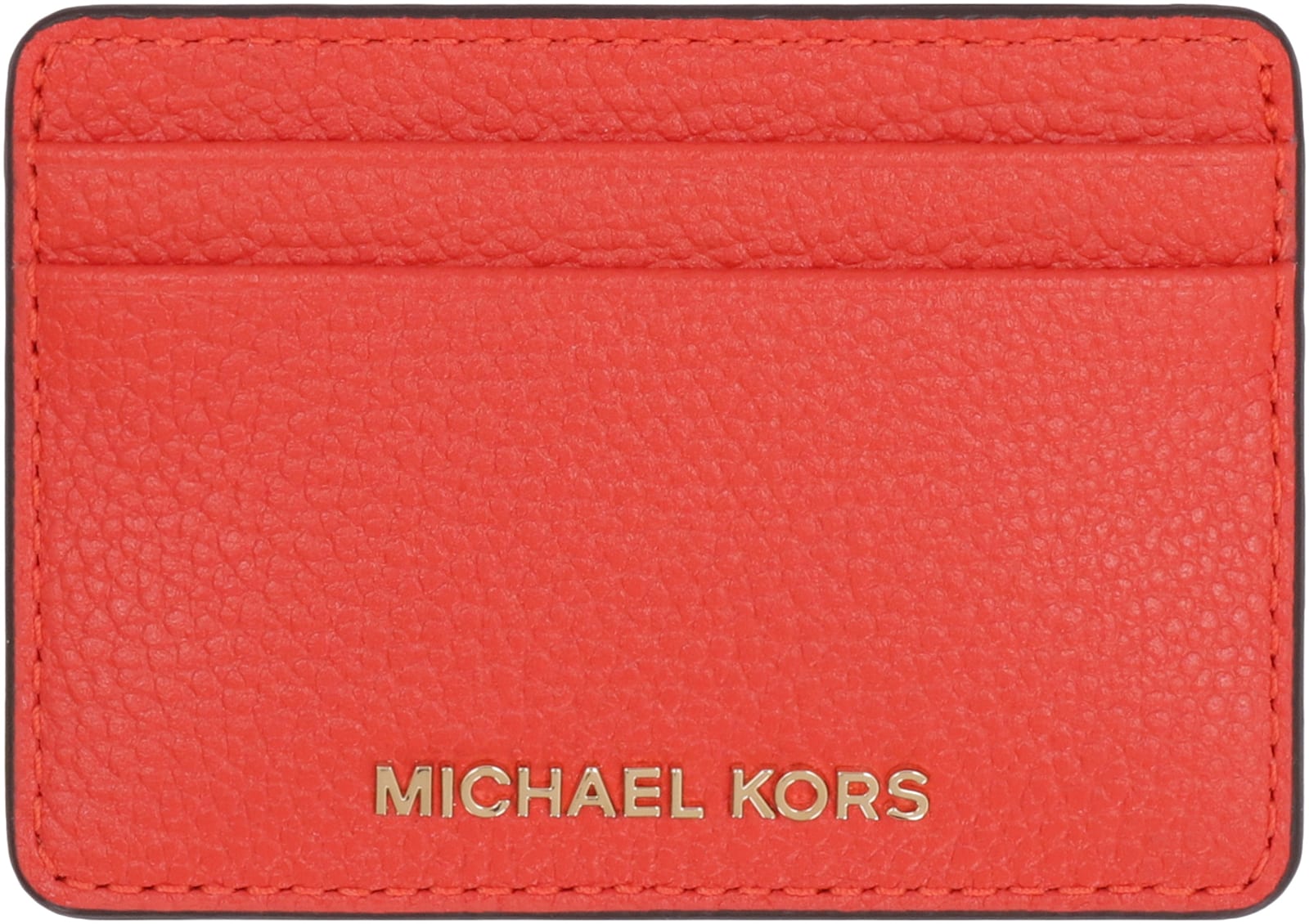 Michael Michael Kors Jet Set Leather Card Holder In Red