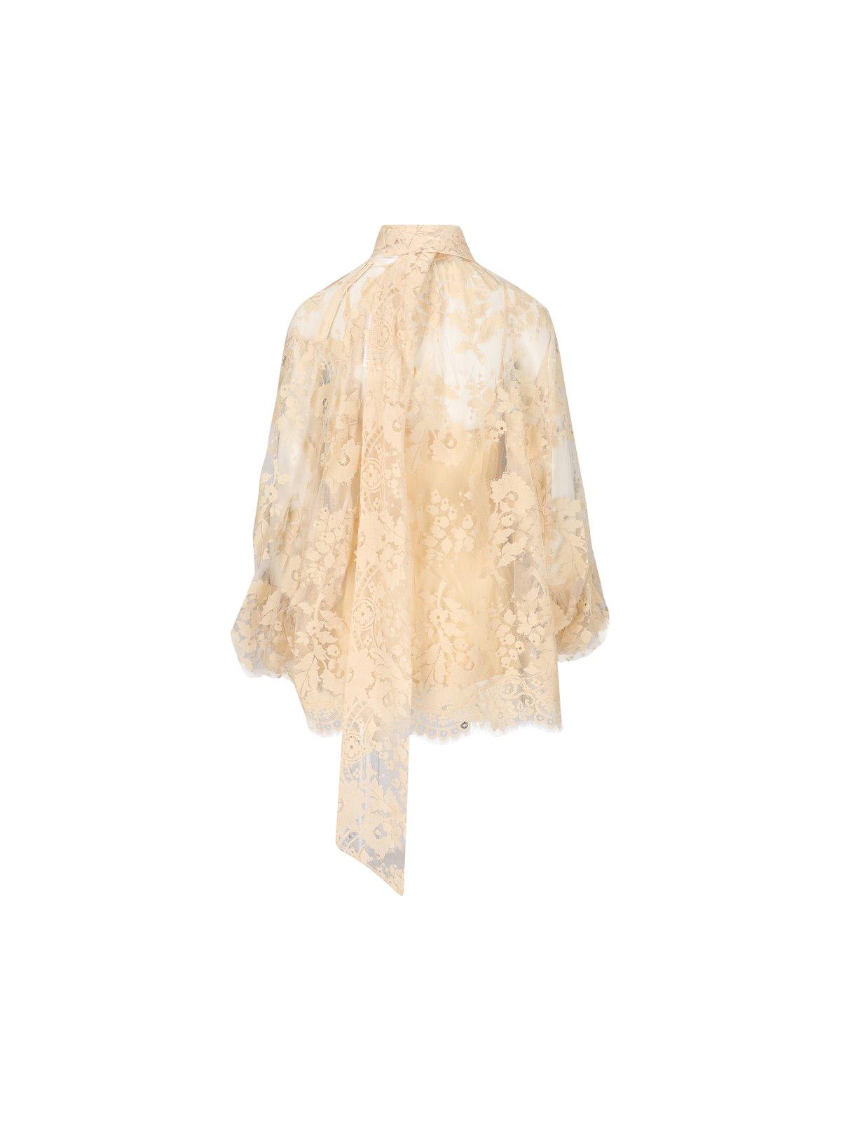 Shop Zimmermann Illustration Laced Blouse In Lite Light Tea