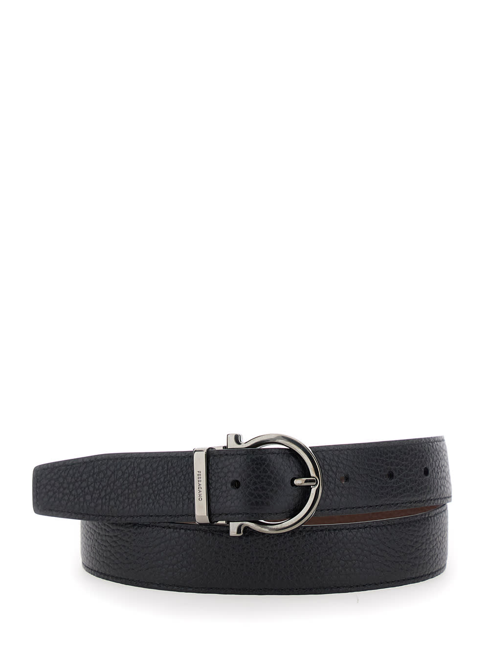 Ferragamo Brown Reversible Gancini Buckle Belt In Brown
