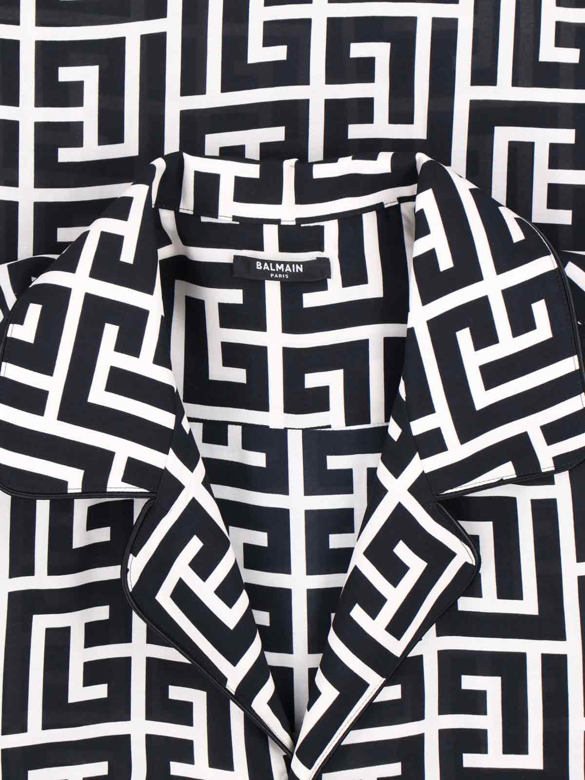 Balmain Lapel Shirt Geometric Pattern In Black