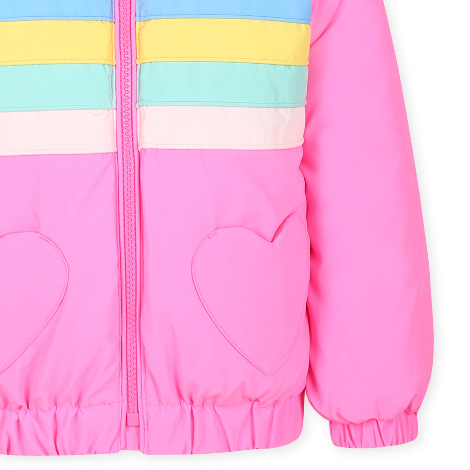 Billieblush Fuchsia Down Jacket For Girl With Hearts In Fuchsia
