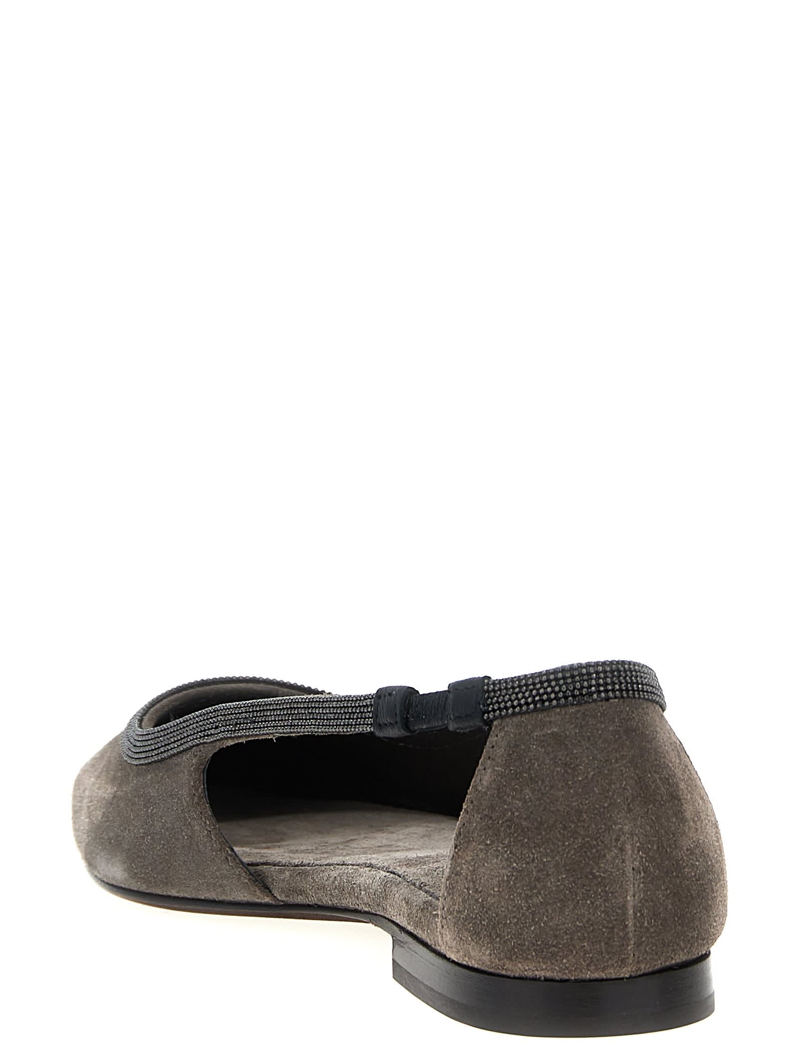 Shop Brunello Cucinelli City Ballet Flats In Gray