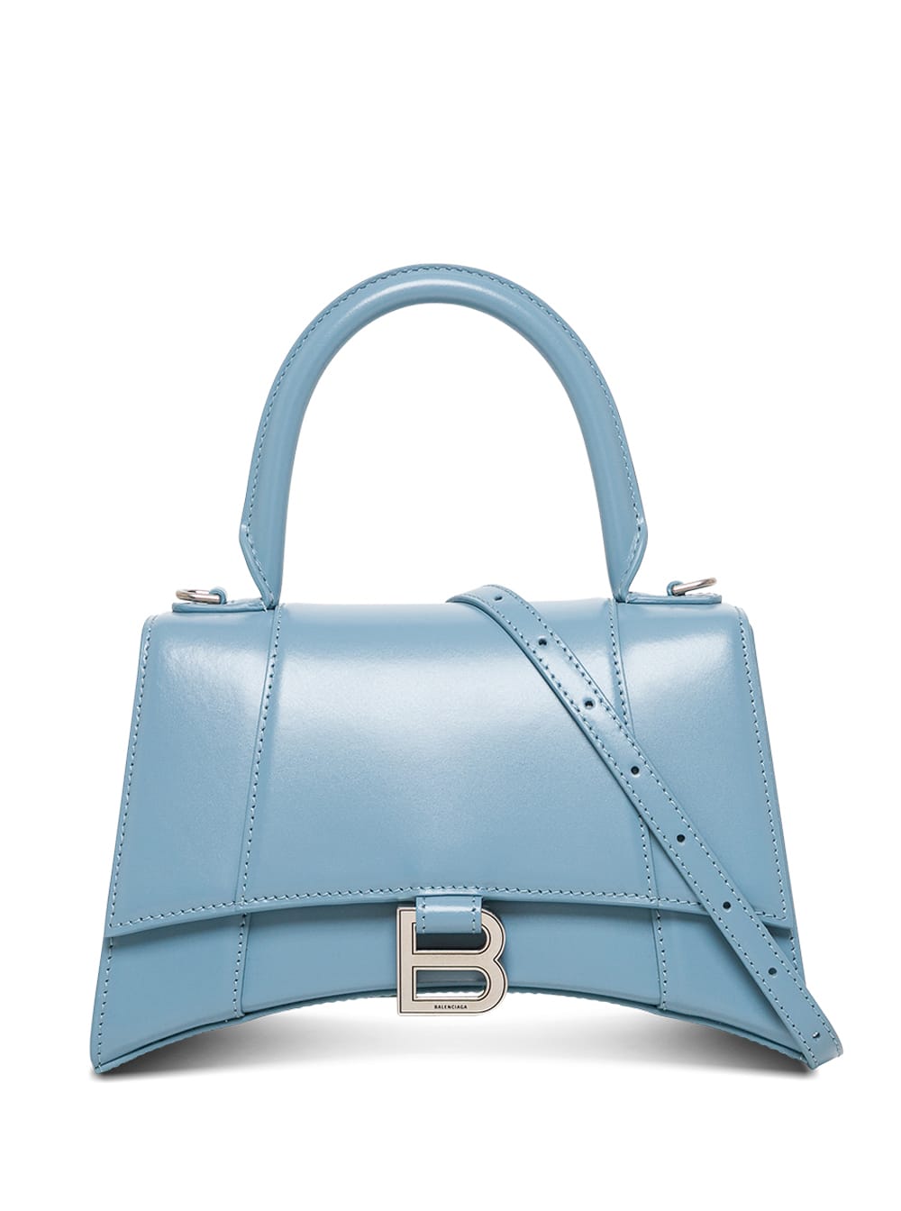 Balenciaga Hourglass Handbag In Light Blue Leather