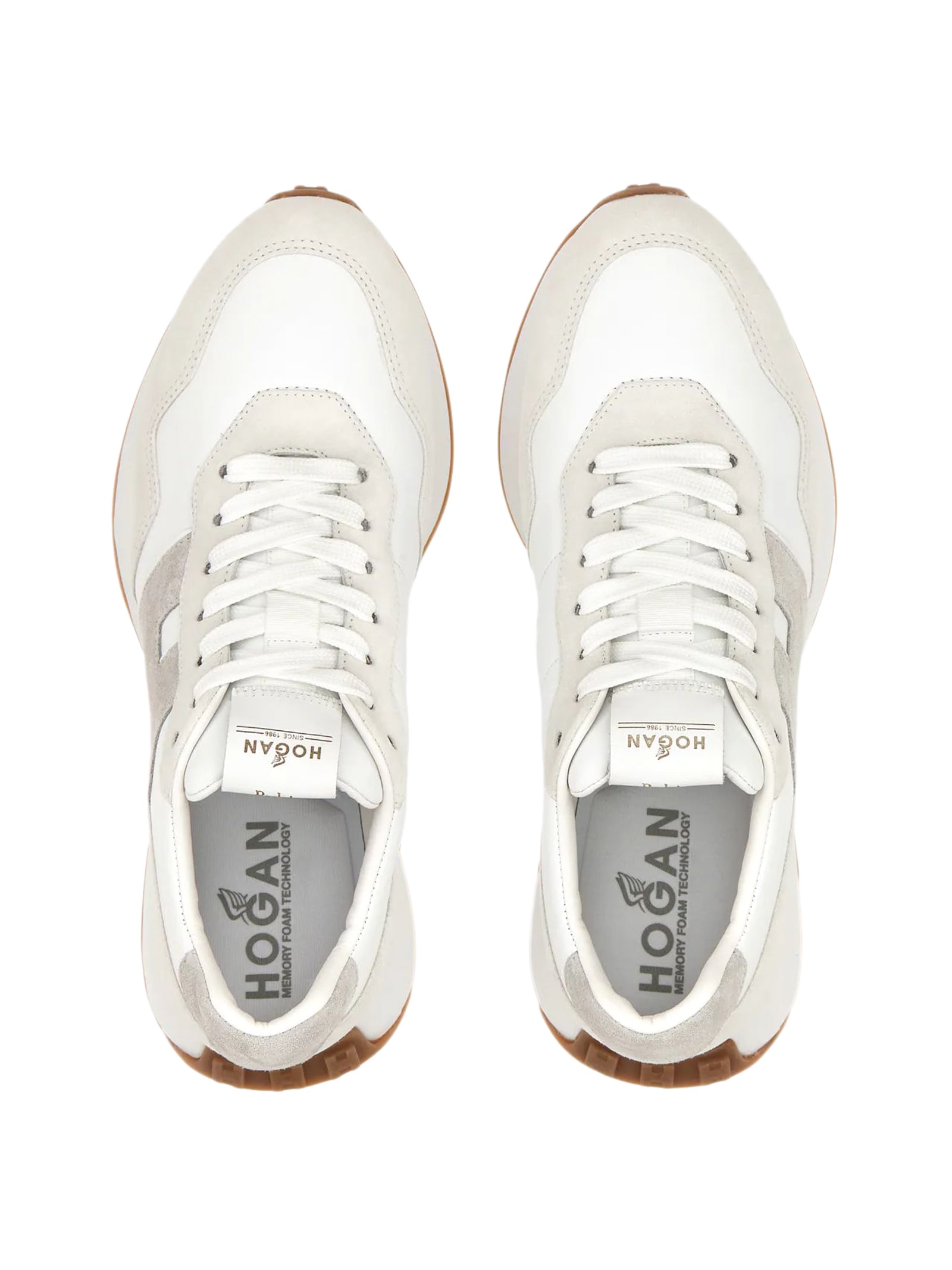 Hogan 'h602' Leather Sneakers Featuring Suede Panels In White