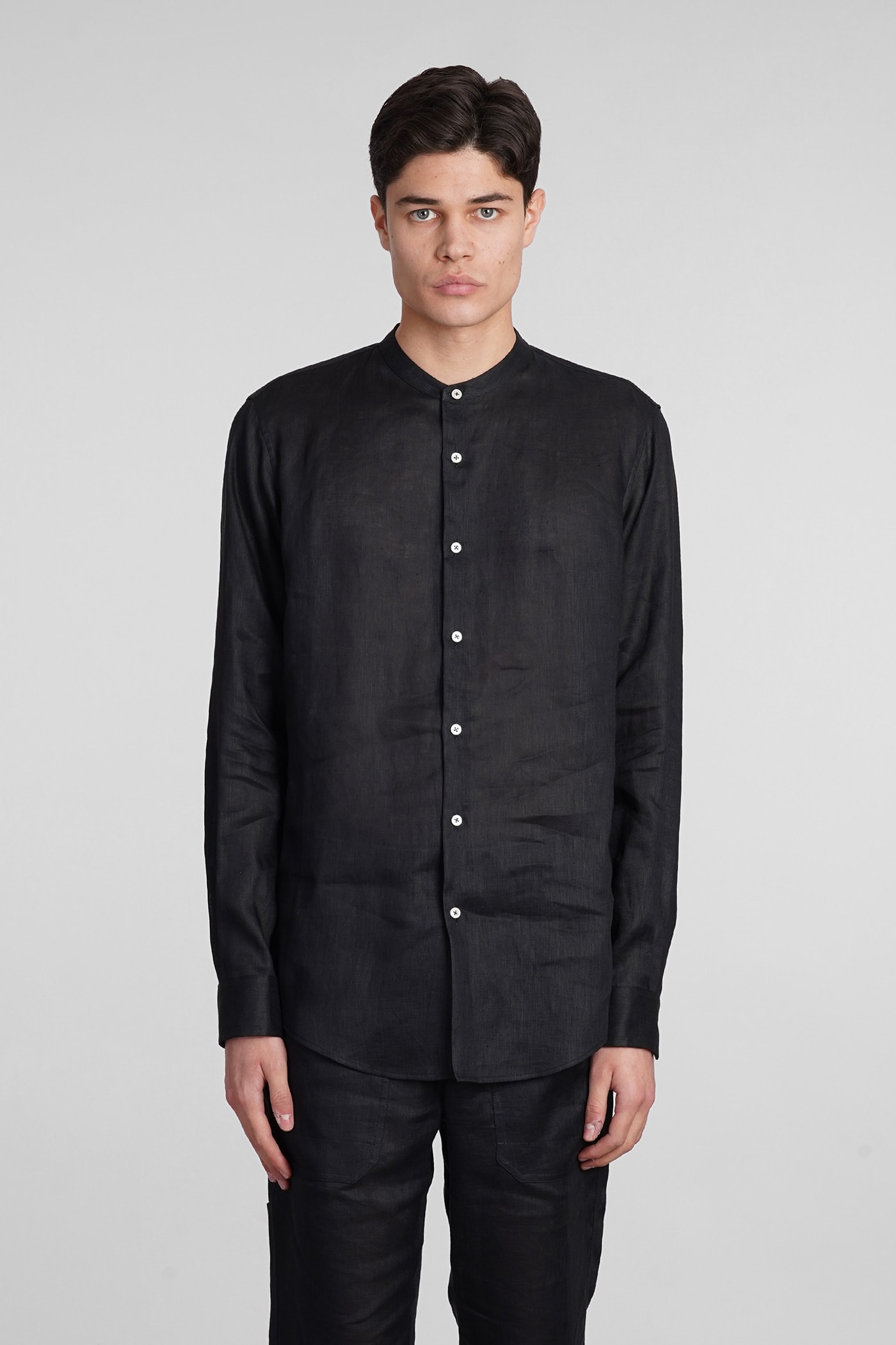Shop Holy Caftan Caio Py Shirt In Black Linen