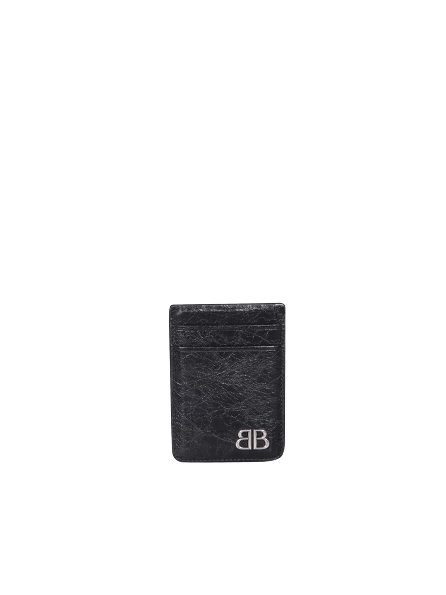 Shop Balenciaga Monaco Magnet Black Card Holder