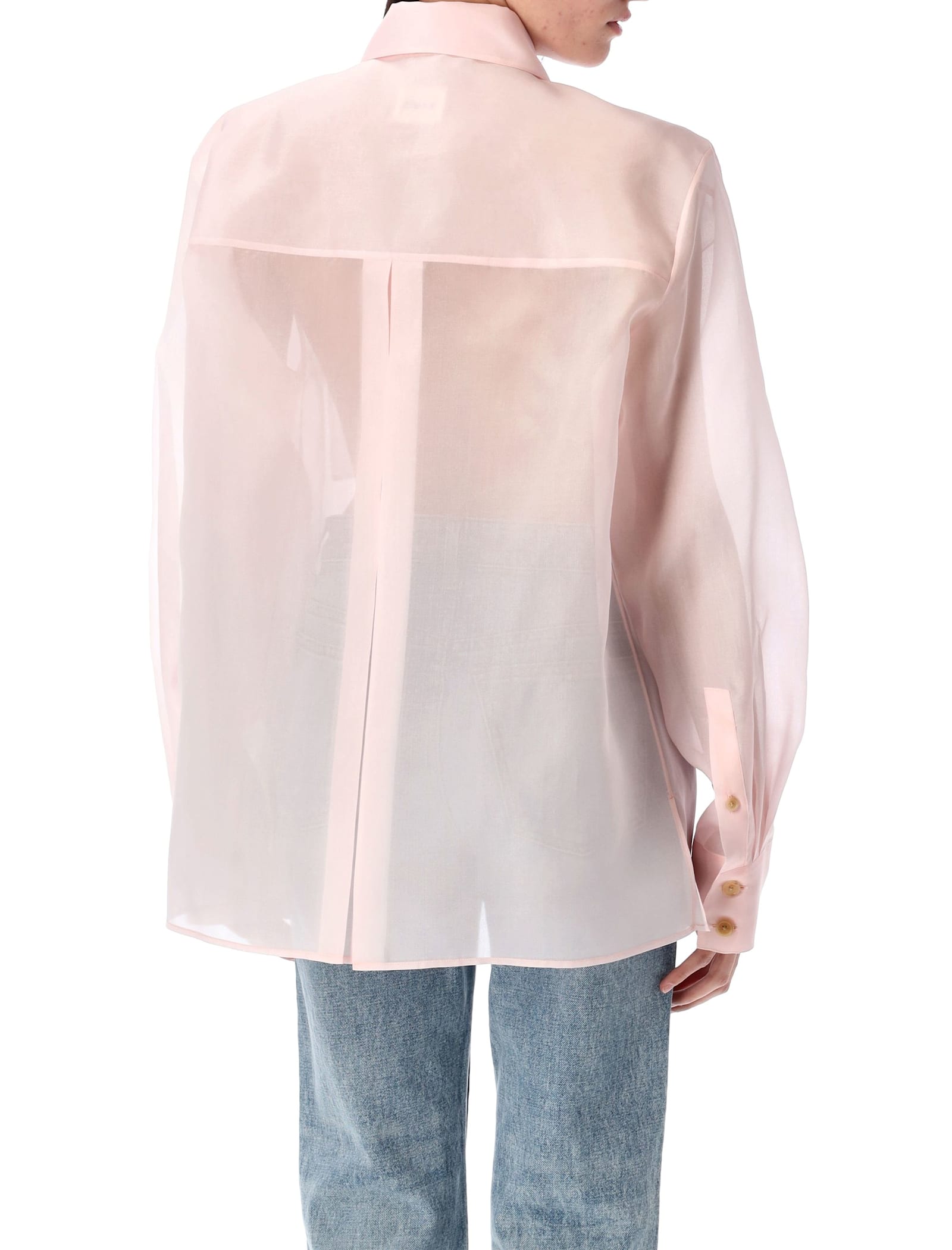 Khaite Yatty Silk-organza Shirt In Soft Pink
