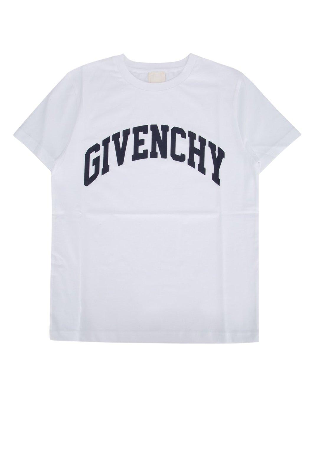 Shop Givenchy Logo Printed Crewneck T-shirt In White