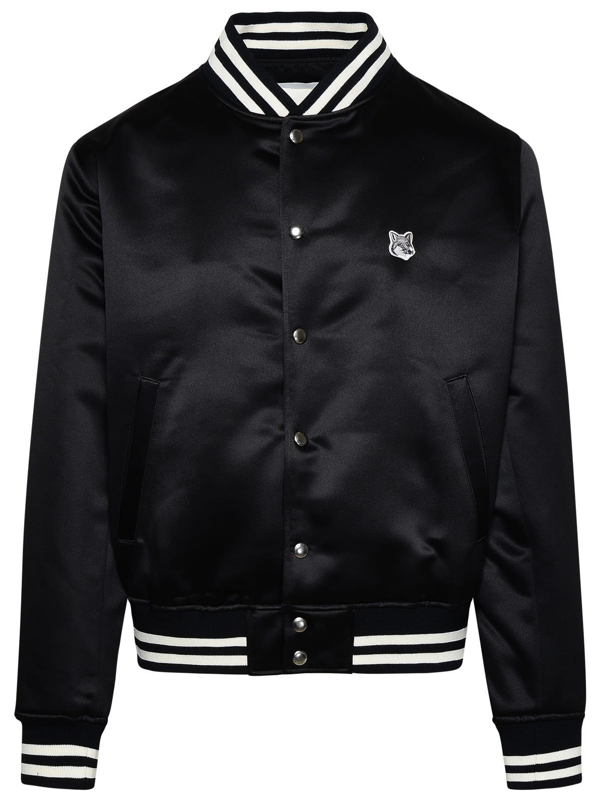 MAISON KITSUNÉ BLACK POLYESTER BOMBER JACKET