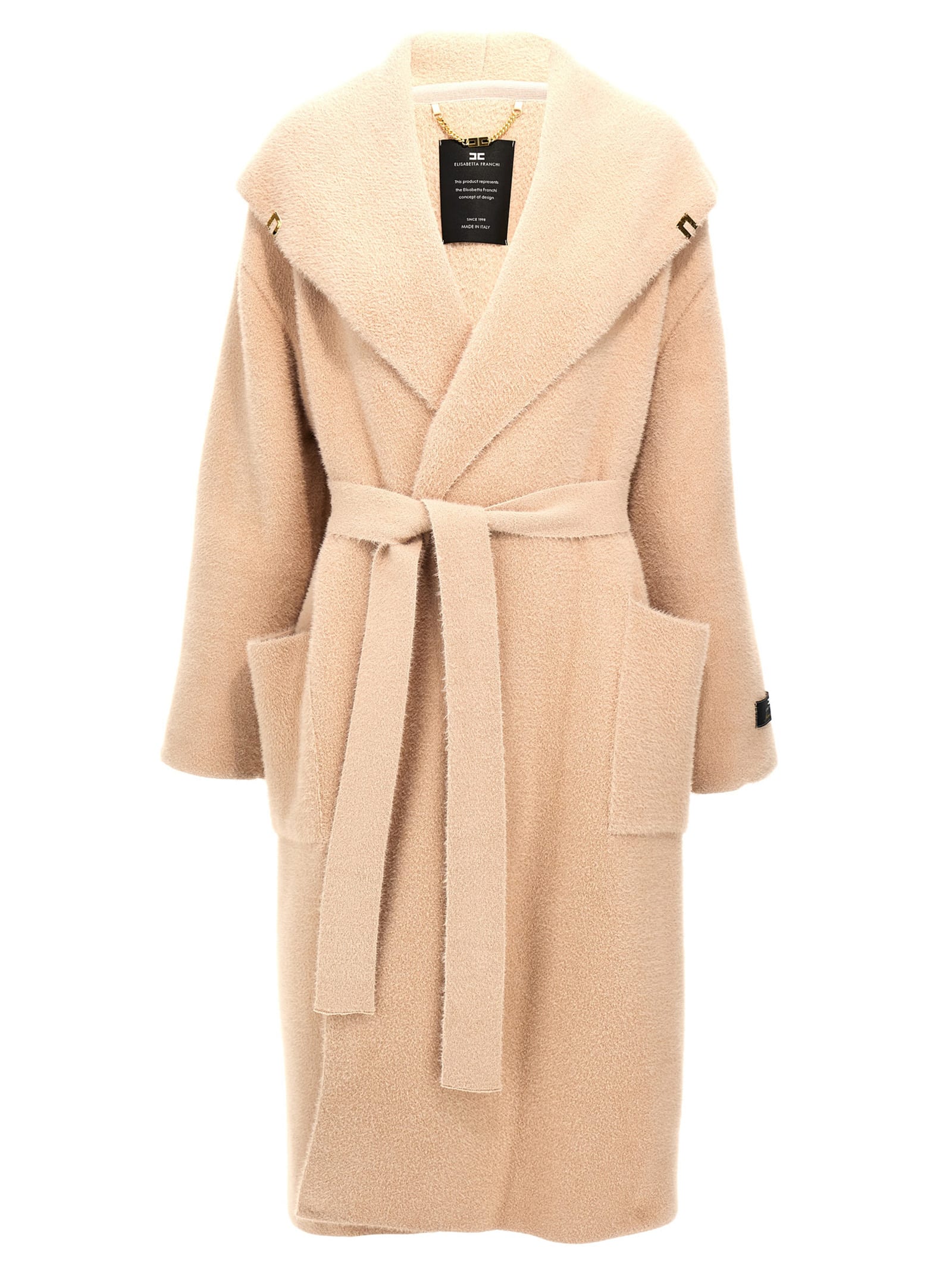 Shop Elisabetta Franchi Fur-effect Coat In Pink