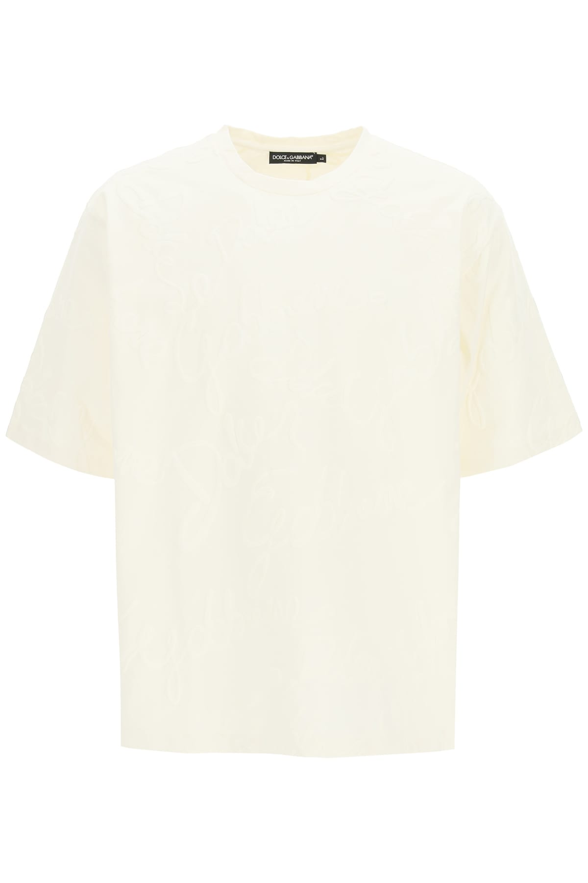 Dolce & Gabbana Oversize All-over Logo T-shirt In Logo Bco F Bco Nat (white)