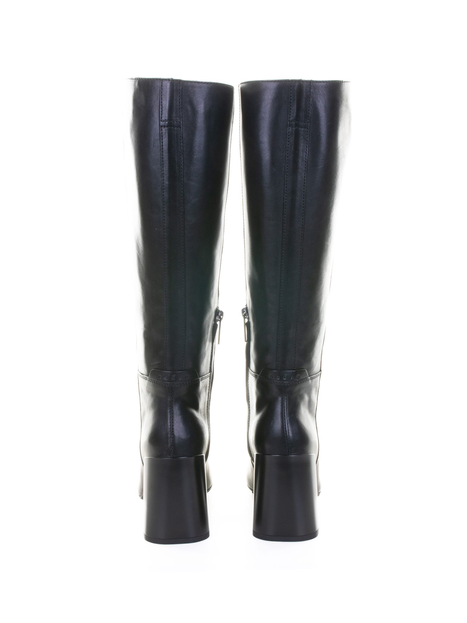 Hogan Block-heel Leather Boots In Black