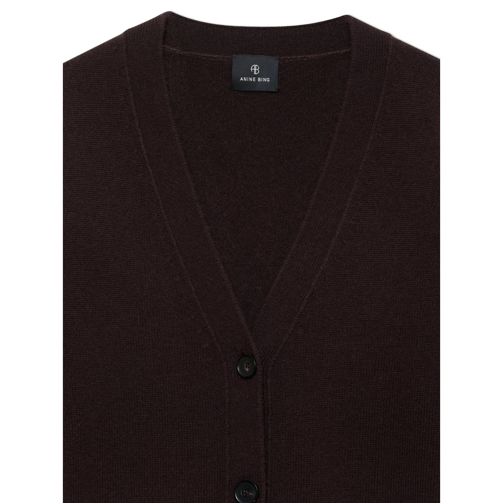 Anine Bing Buttoned Pocket Cardigan In Brown