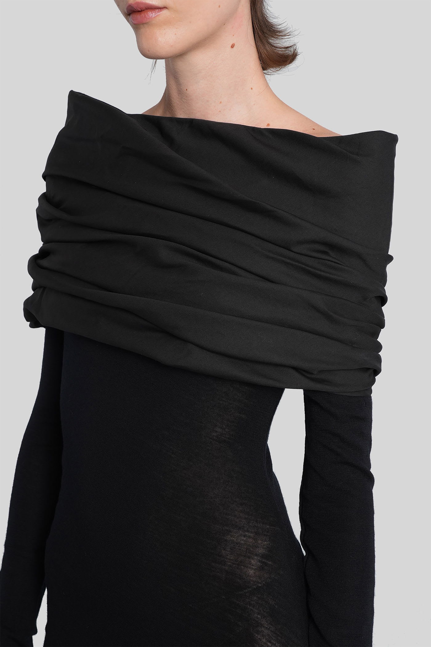 Entire Studios Draped-shoulder Maxi Dress In Black