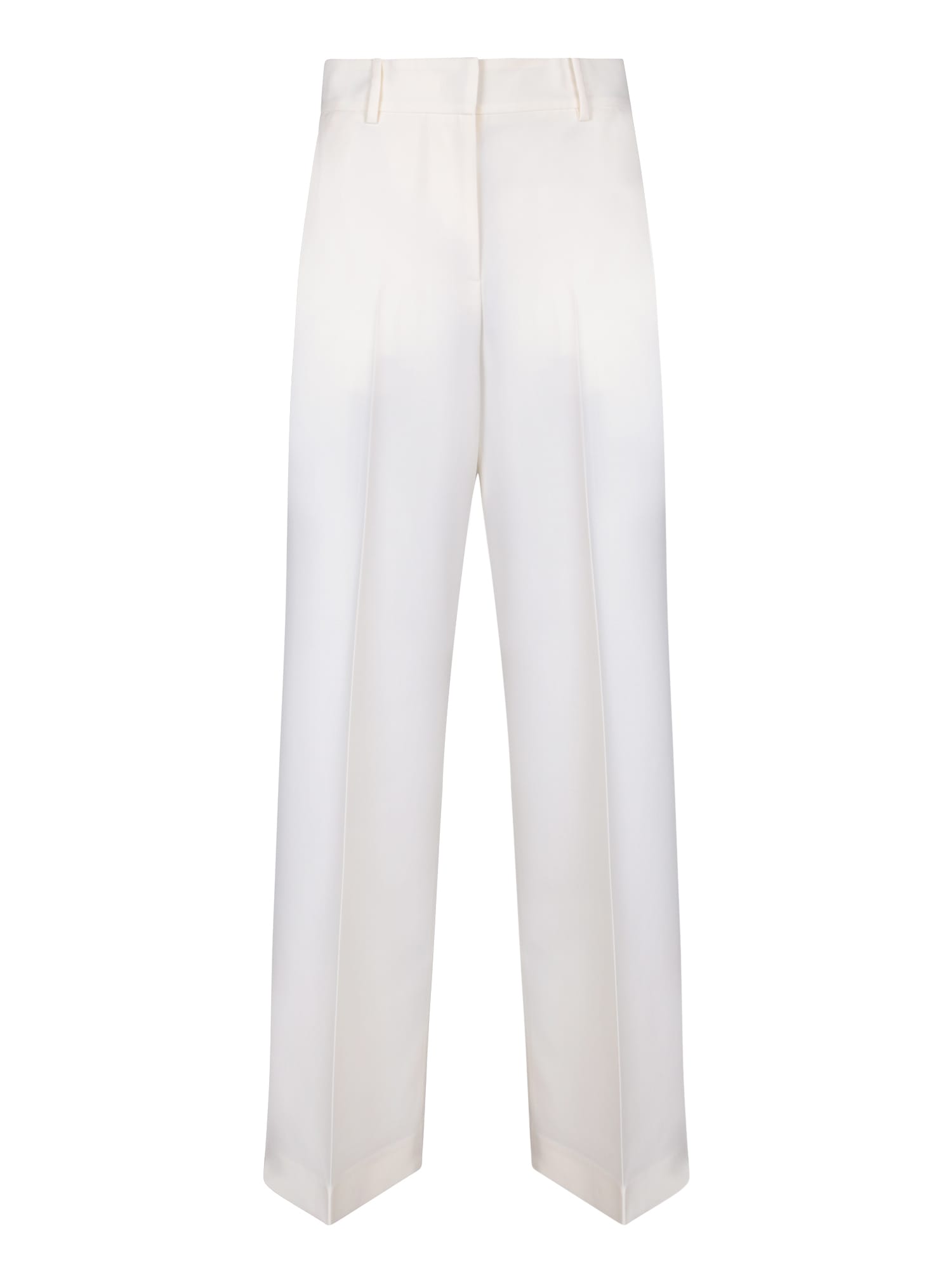 Msgm Cropped Ivory Trousers In White