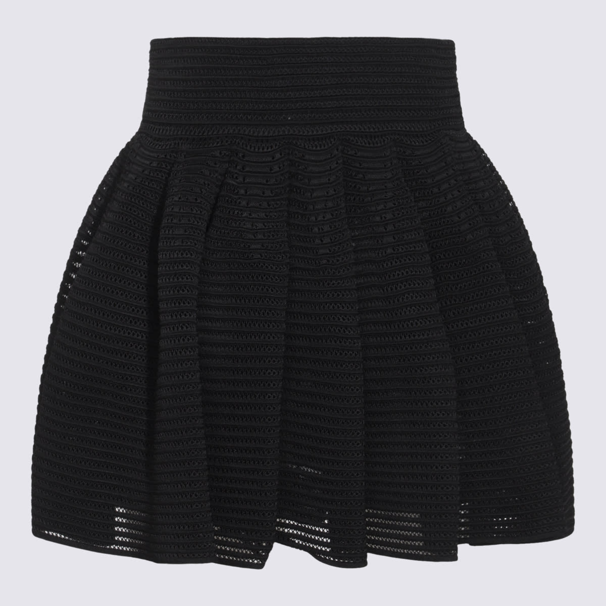 Alaïa Full Skirt With Pleated High Waist In Noir Alaia