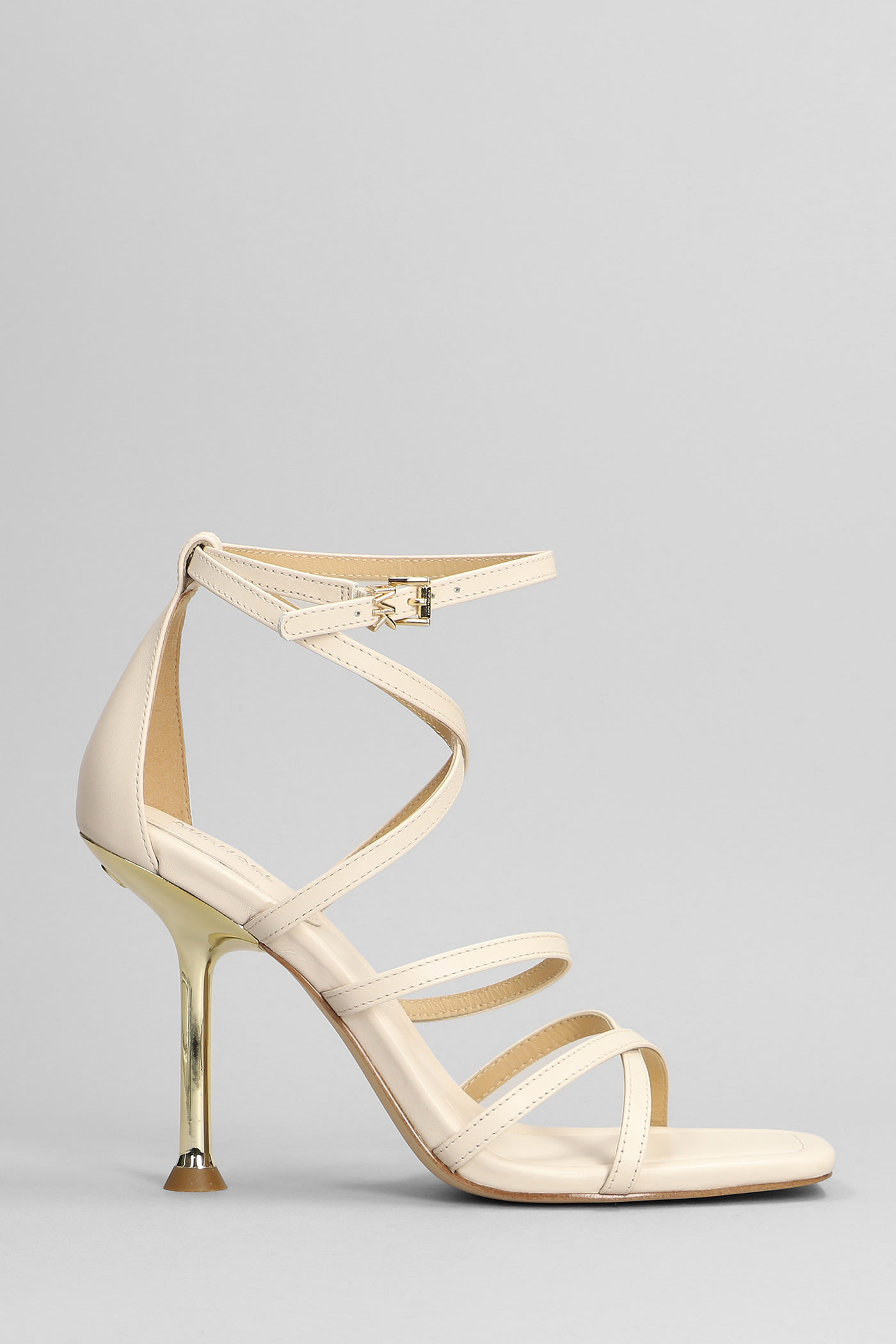 Michael Kors Imany Strap Sandals In Beige Leather