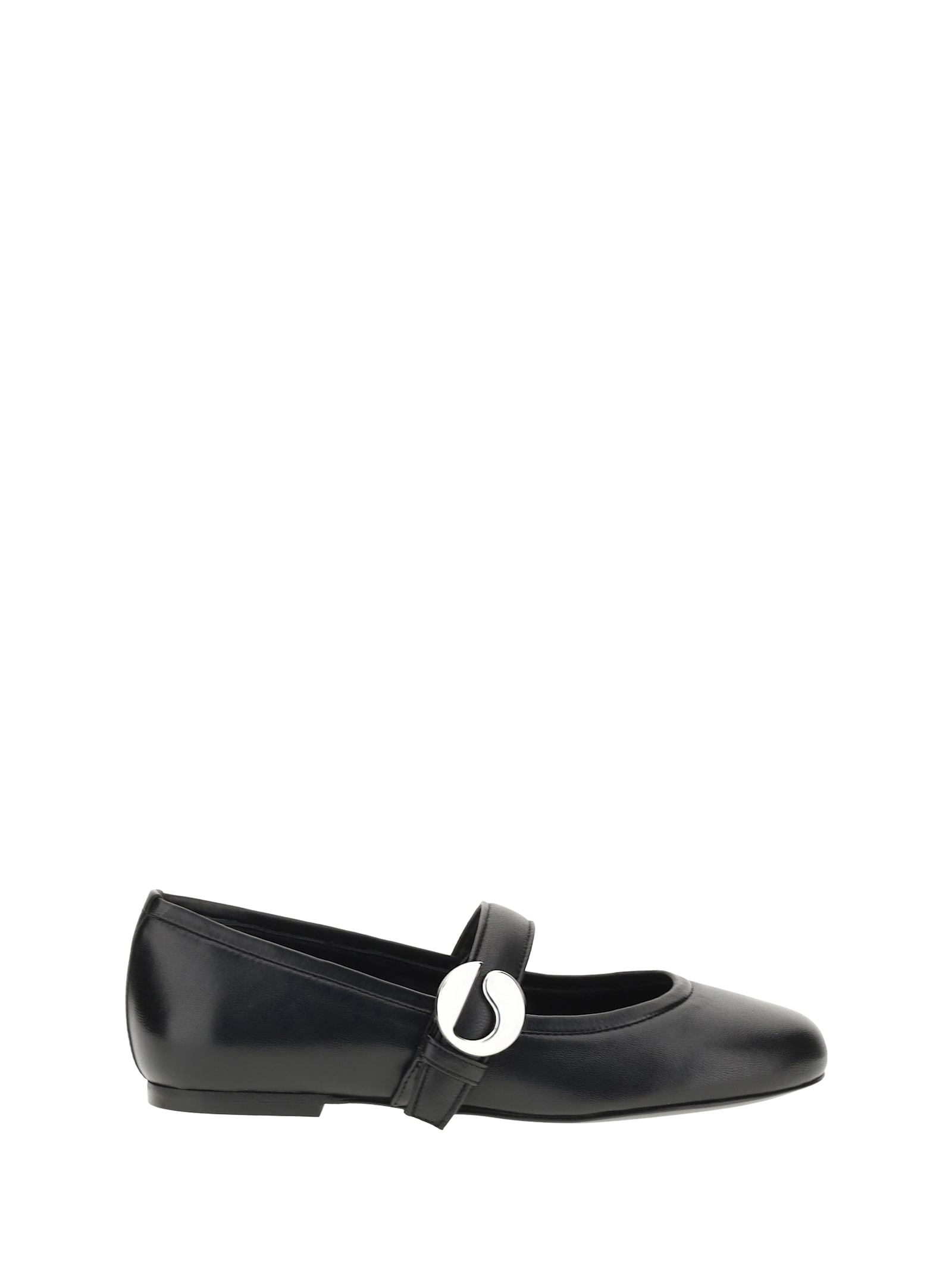 Coperni Black Ballerinas With Metallic Logo And Strap
