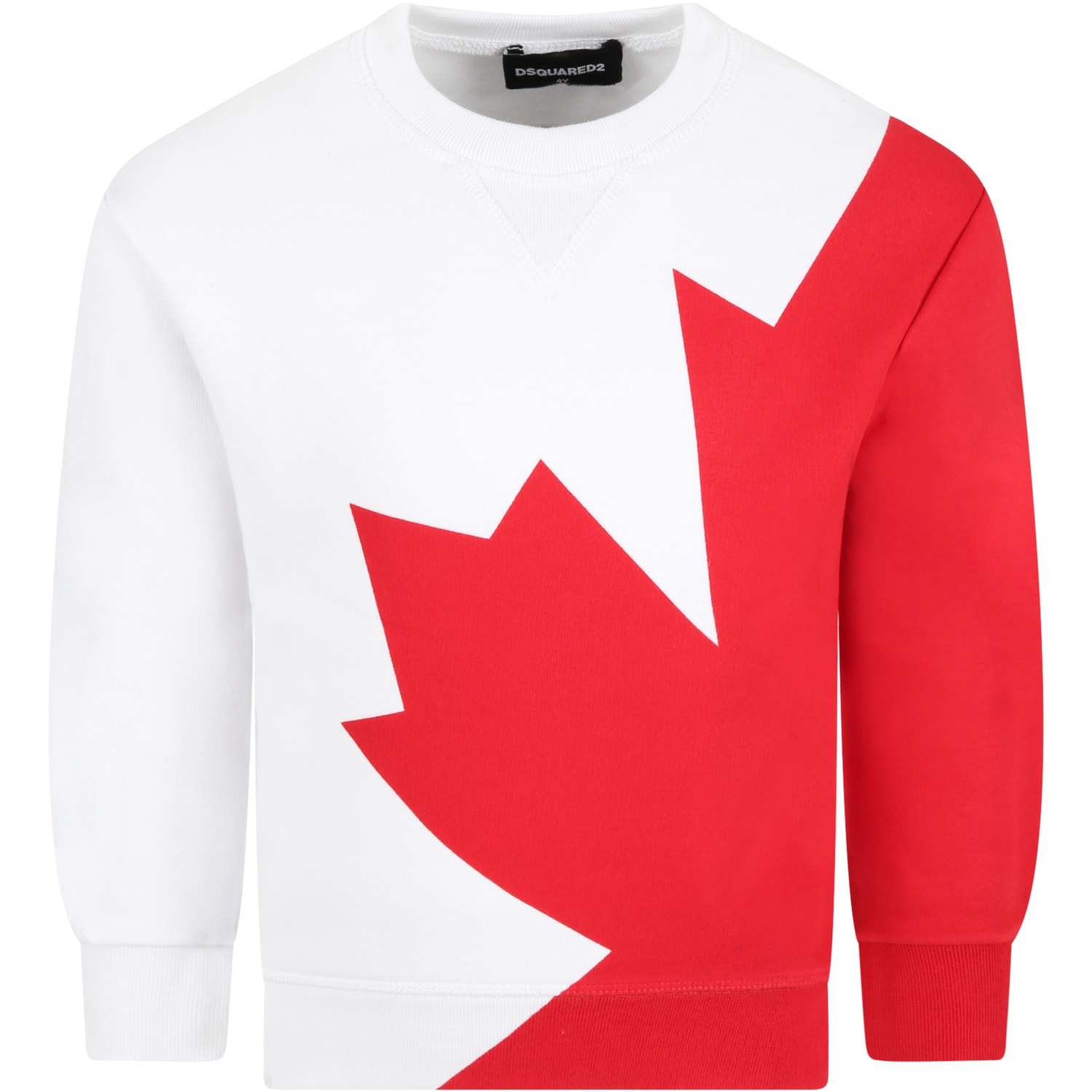 Dsquared2 White Sweatshirt For Boy With Maple Leaf