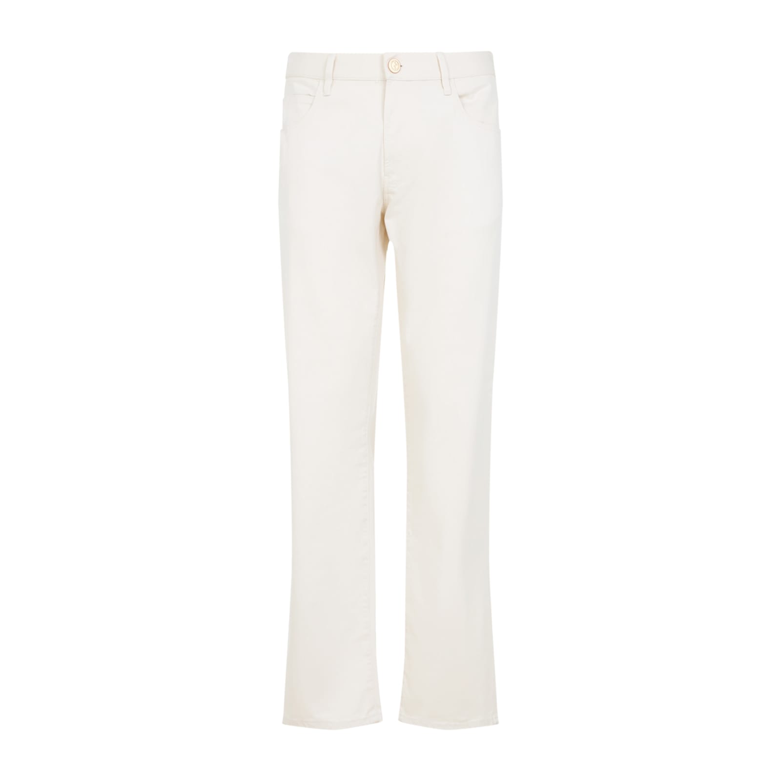 Giorgio Armani Straight-leg Trousers In Luxurious Cotton-silk Blend In Natural