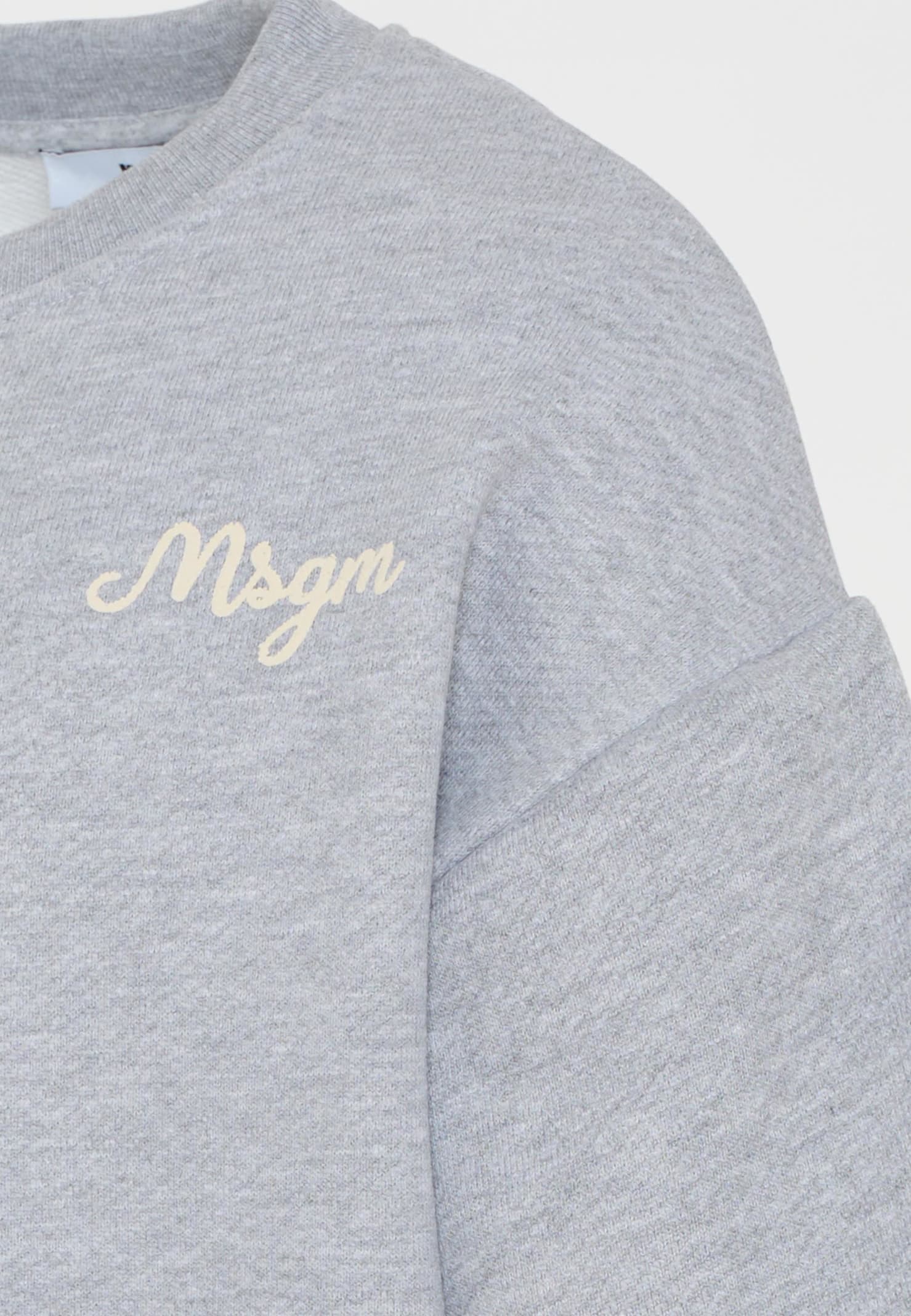 Msgm Grey Sweatshirt For Boy With Logo In Blue