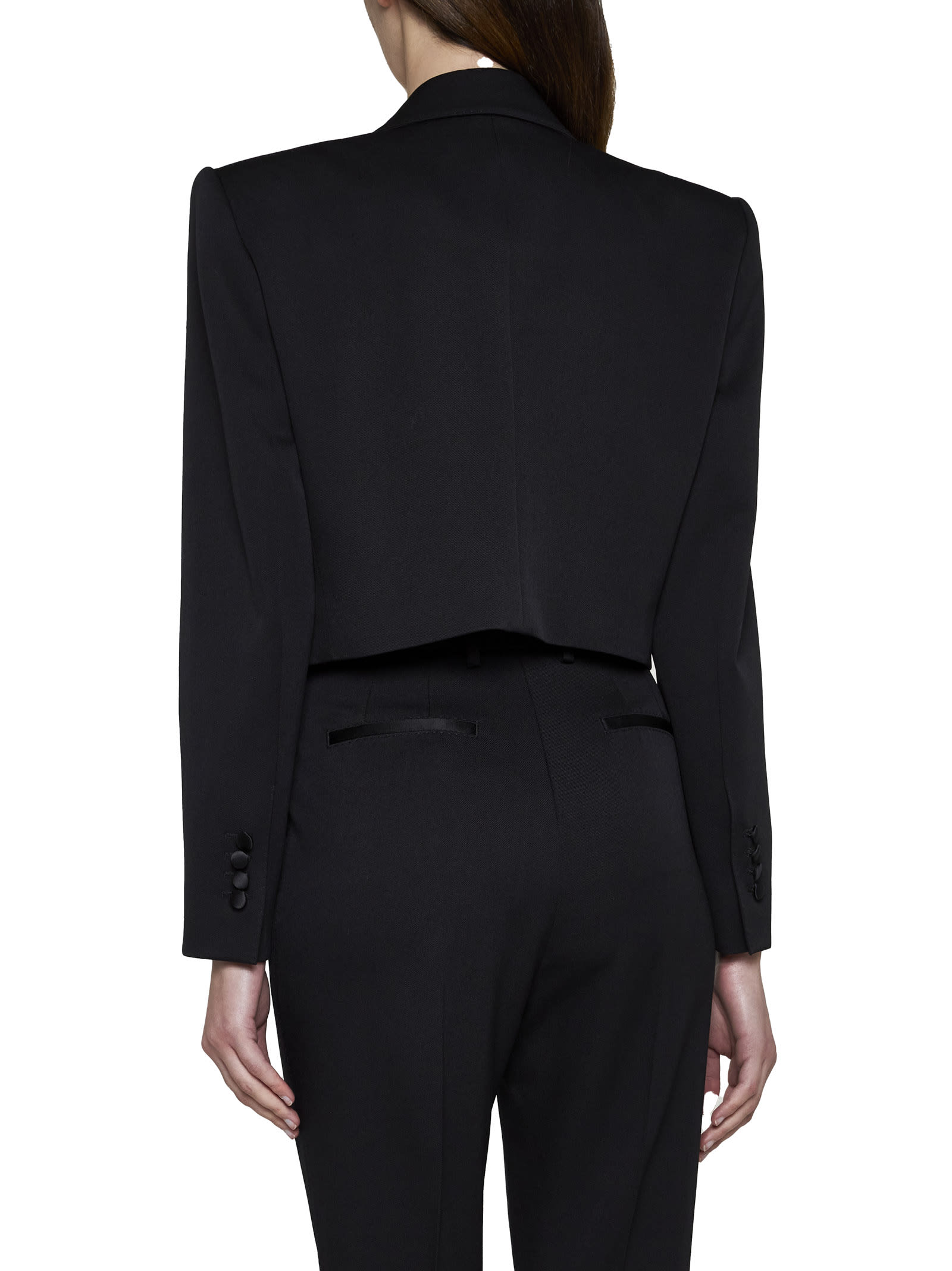 Dolce & Gabbana Wool-blend Cropped Blazer In Nero