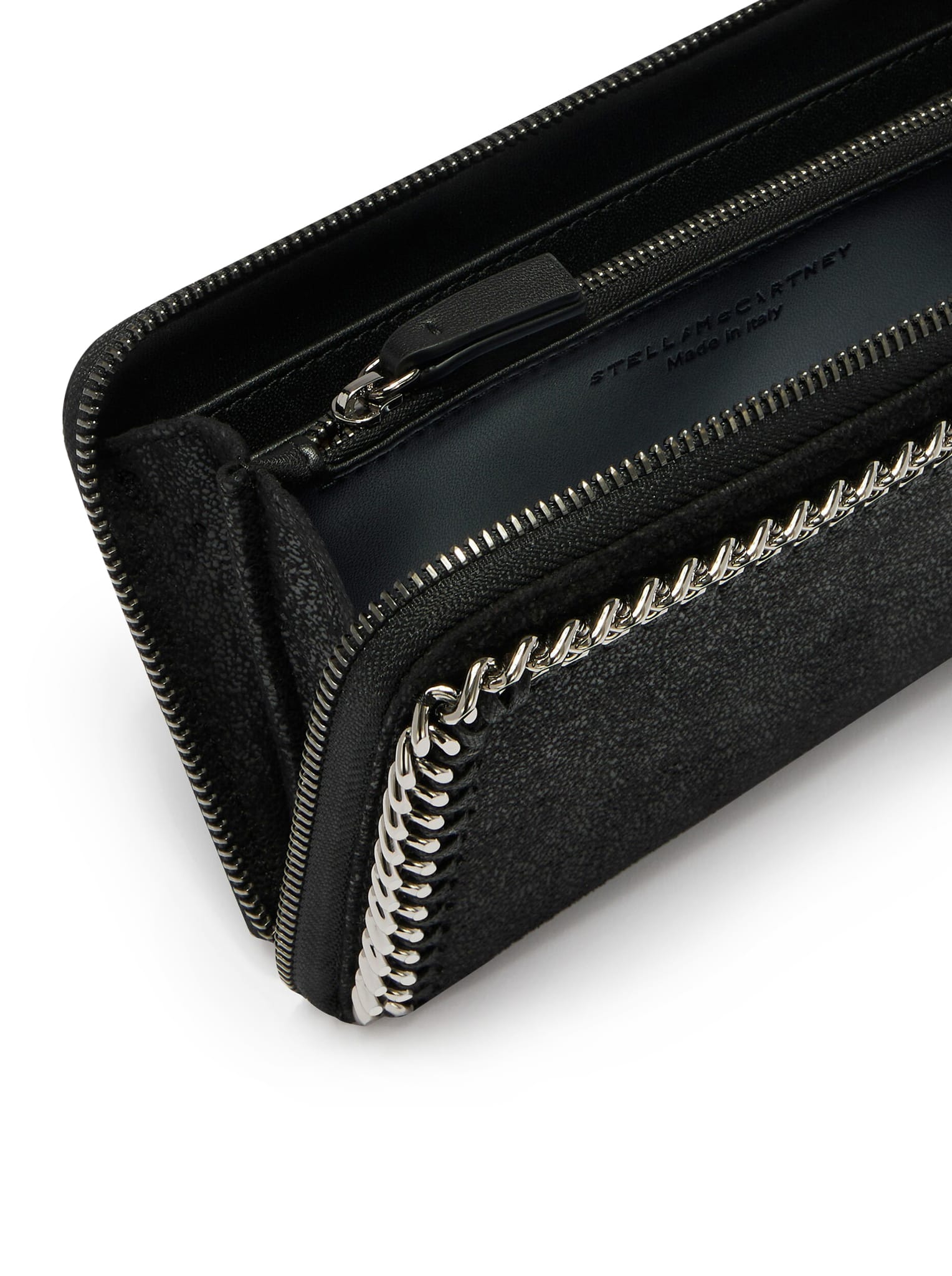 Shop Stella Mccartney Falabella Ziparound Wallet In Black